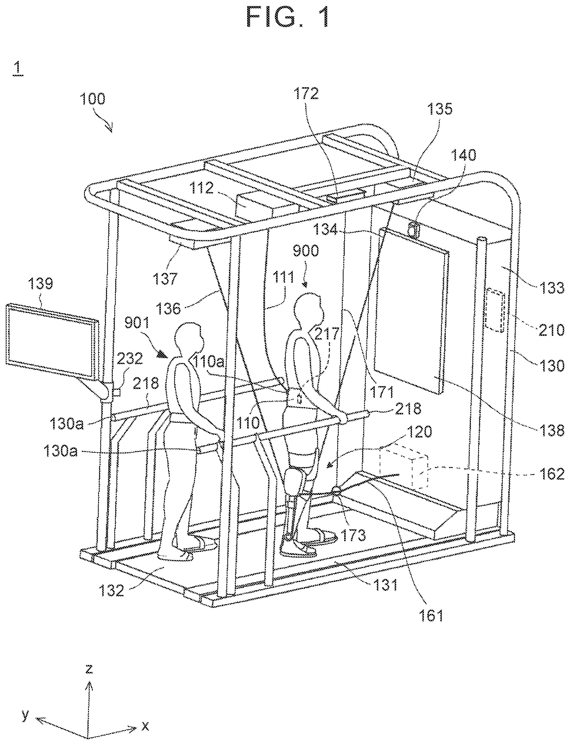 Patent US12396911 Figure 1 – Walking training system, operation method of the system, and non-transitory storage medium for the system