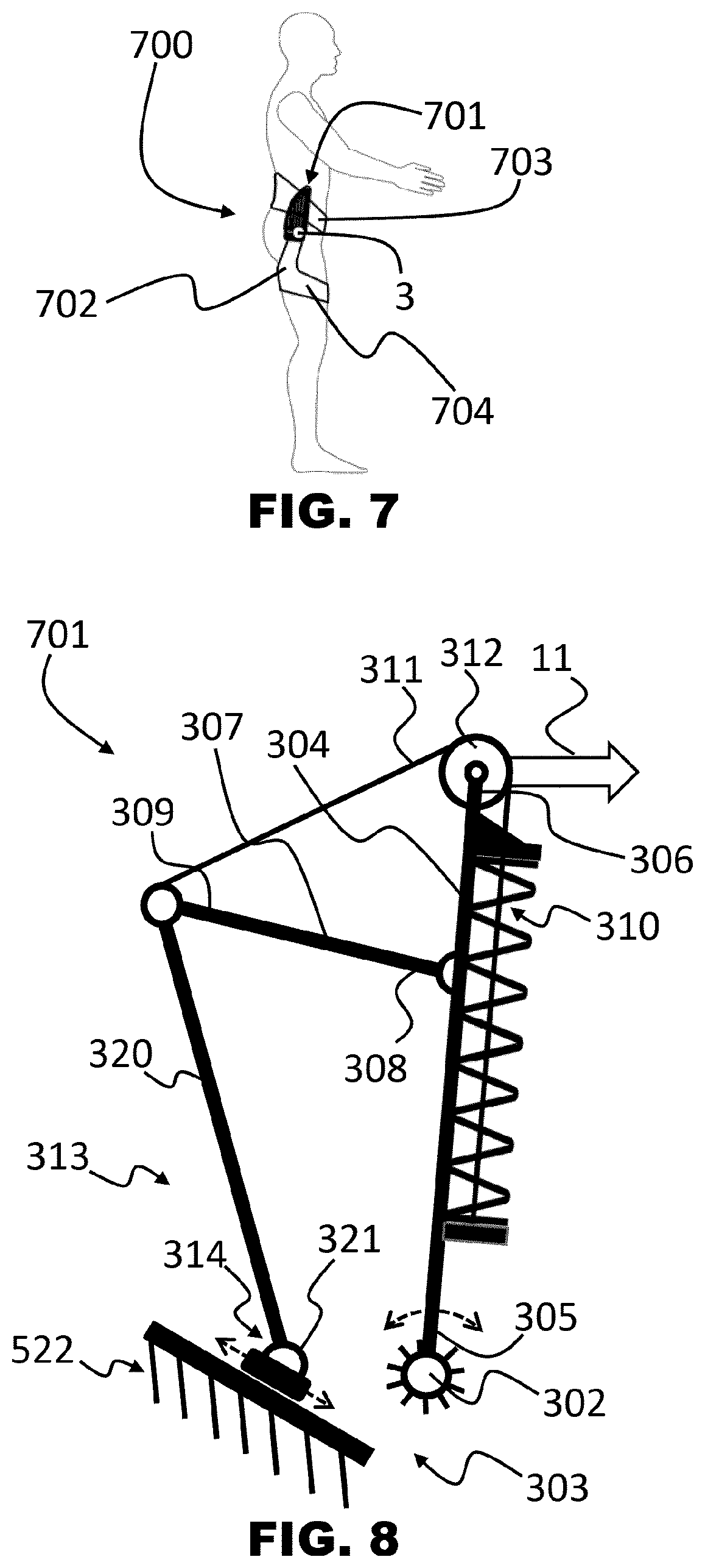 Patent US12396912 Figure 4 – Load compensation device, in particular of gravitational loads, applicable to exoskeletons