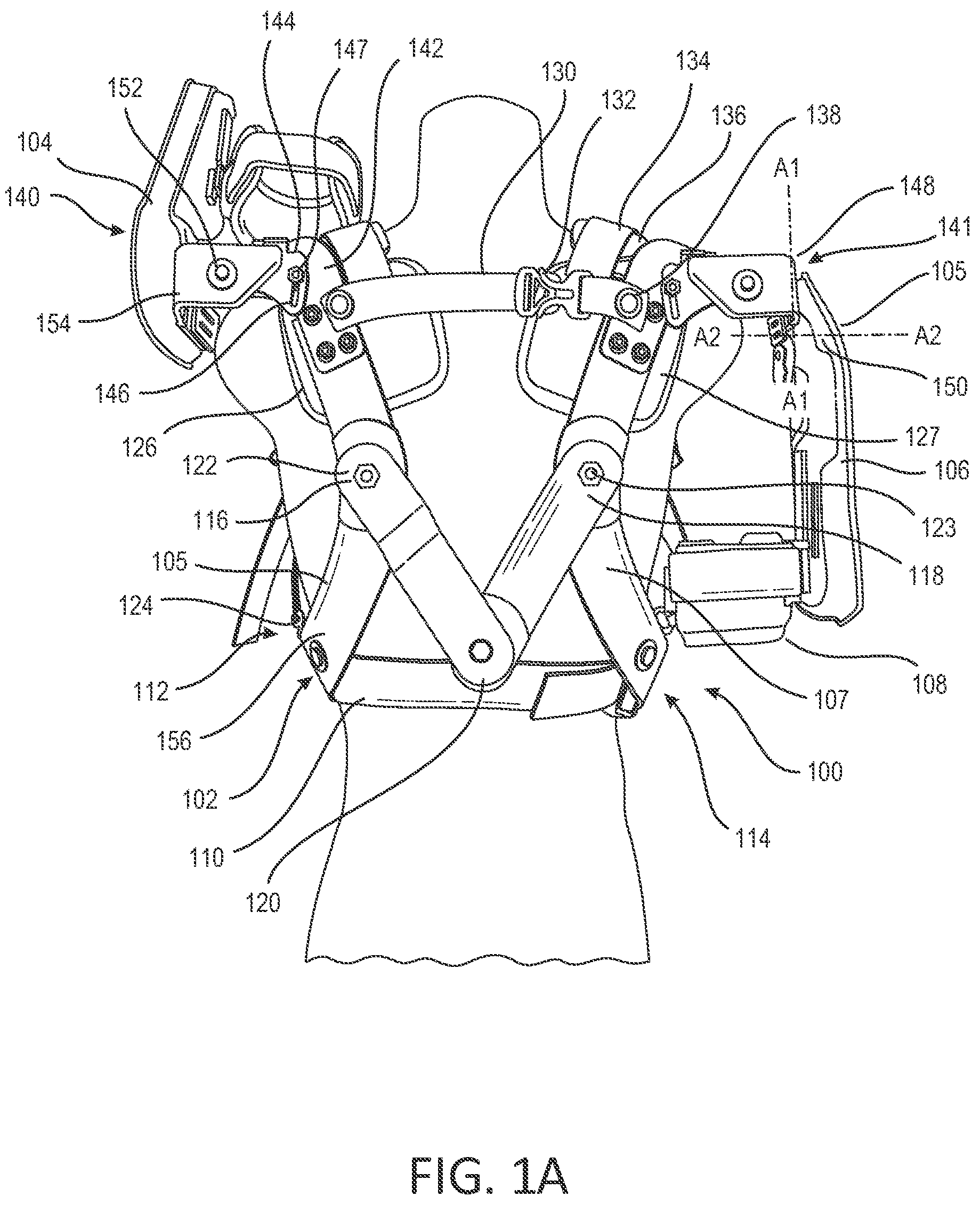 Patent US12396913 Figure 1 – Interface for an exoskeleton