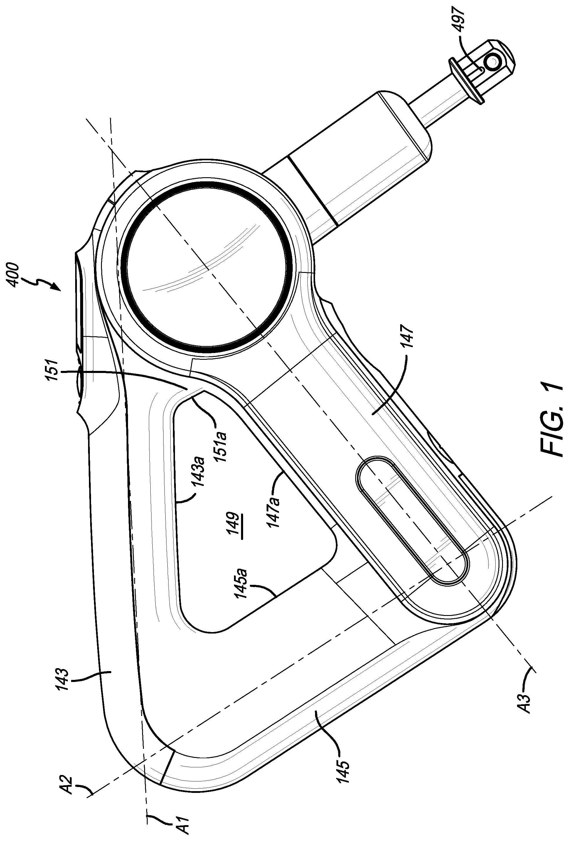 Patent US12396919 Figure 1 – Percussive therapy device with electrically connected attachment