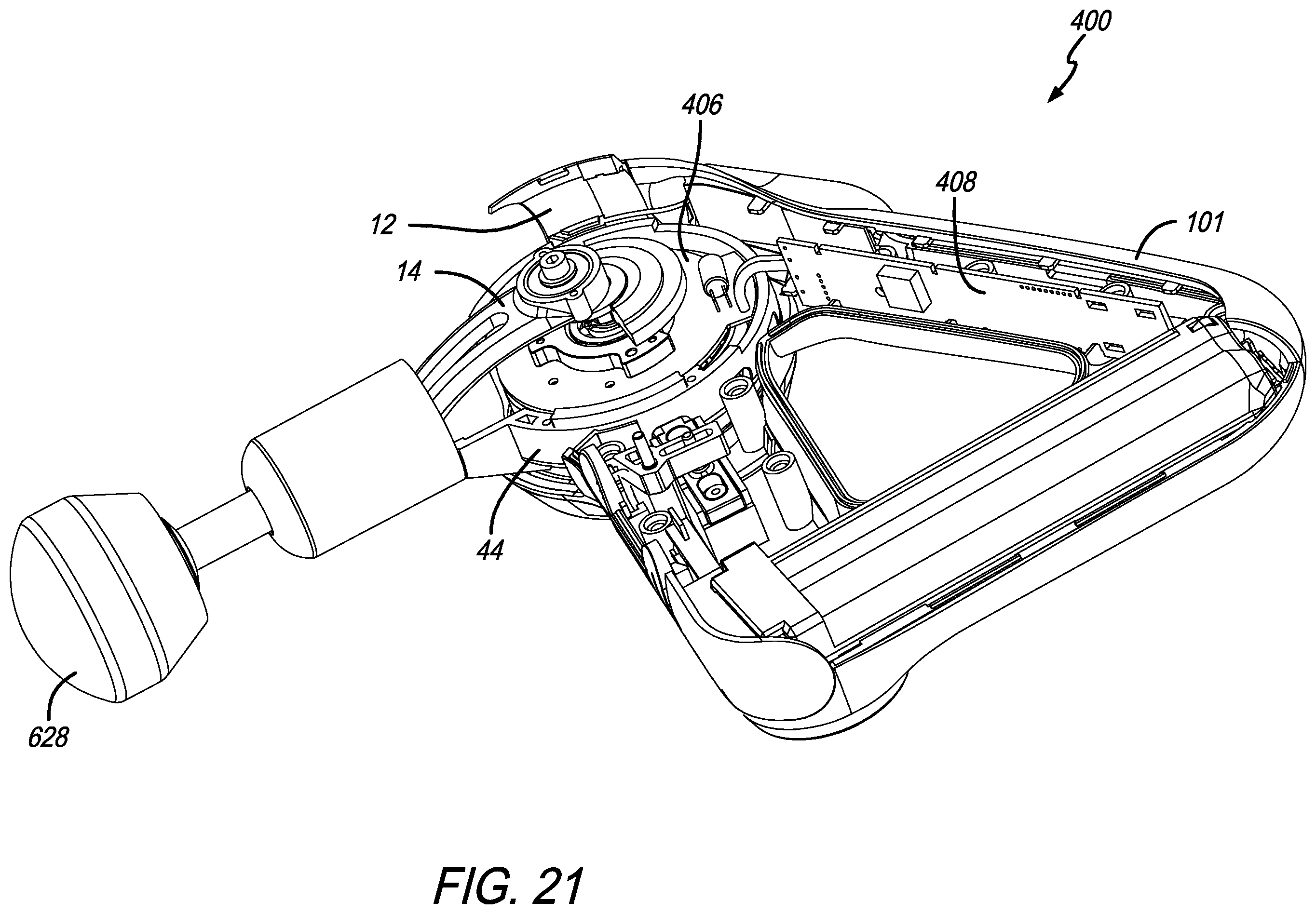 Patent US12396919 Figure 18 – Percussive therapy device with electrically connected attachment