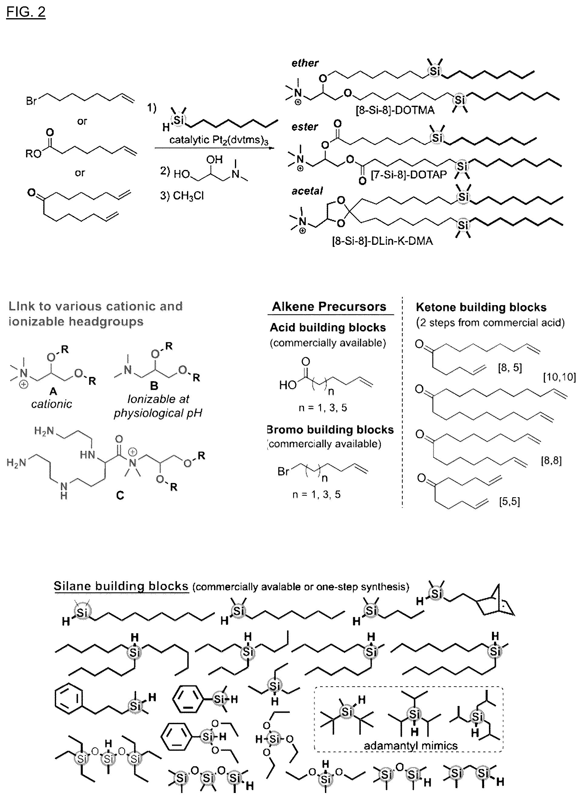 Patent US12396949 Figure 2 – Technology for improving properties of lipid nanoparticles using lipids in which cis-unsaturated bonds are substituted with a silicon atom