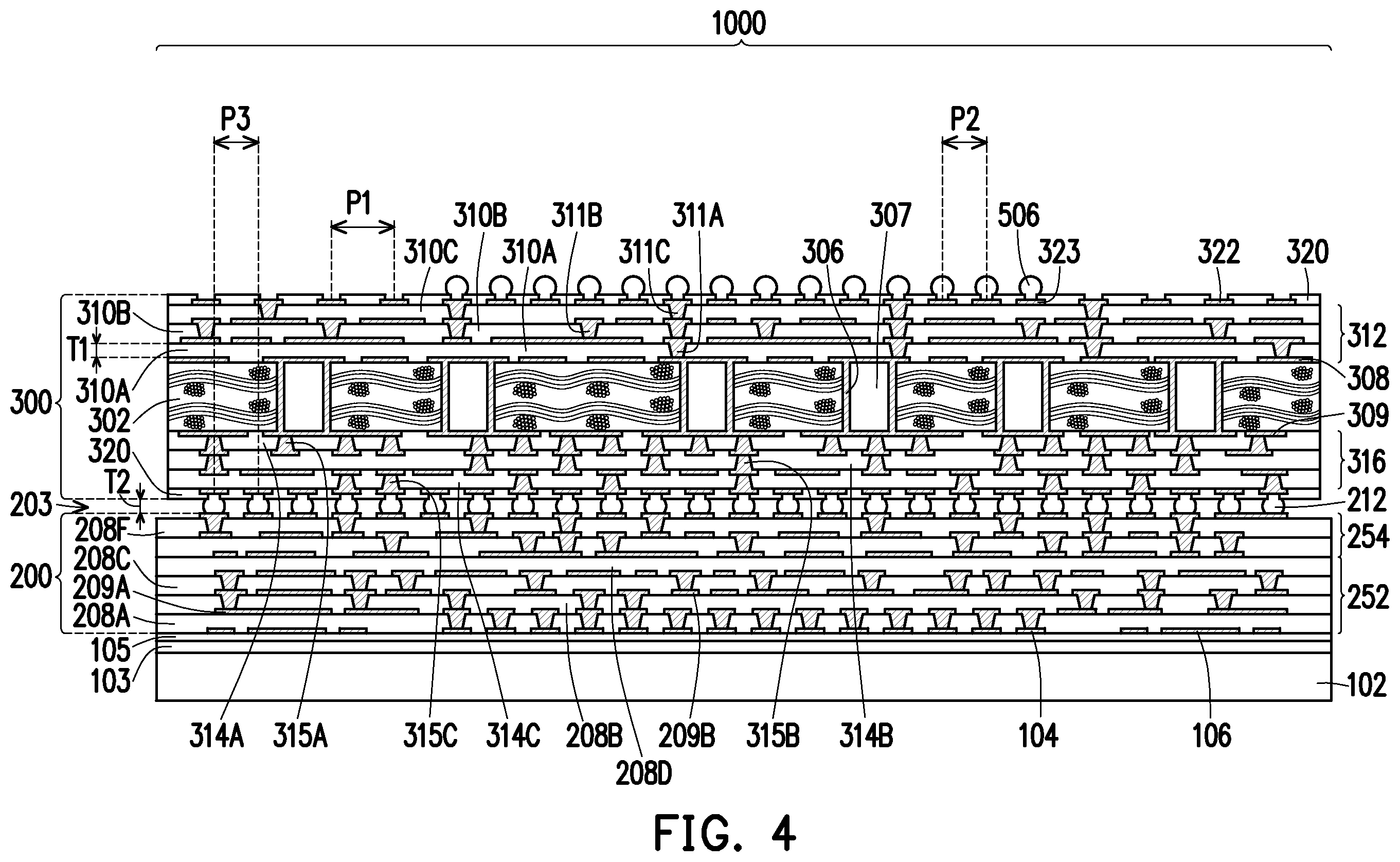 Patent US12401012 Figure 4 – Semiconductor device package and methods of manufacture