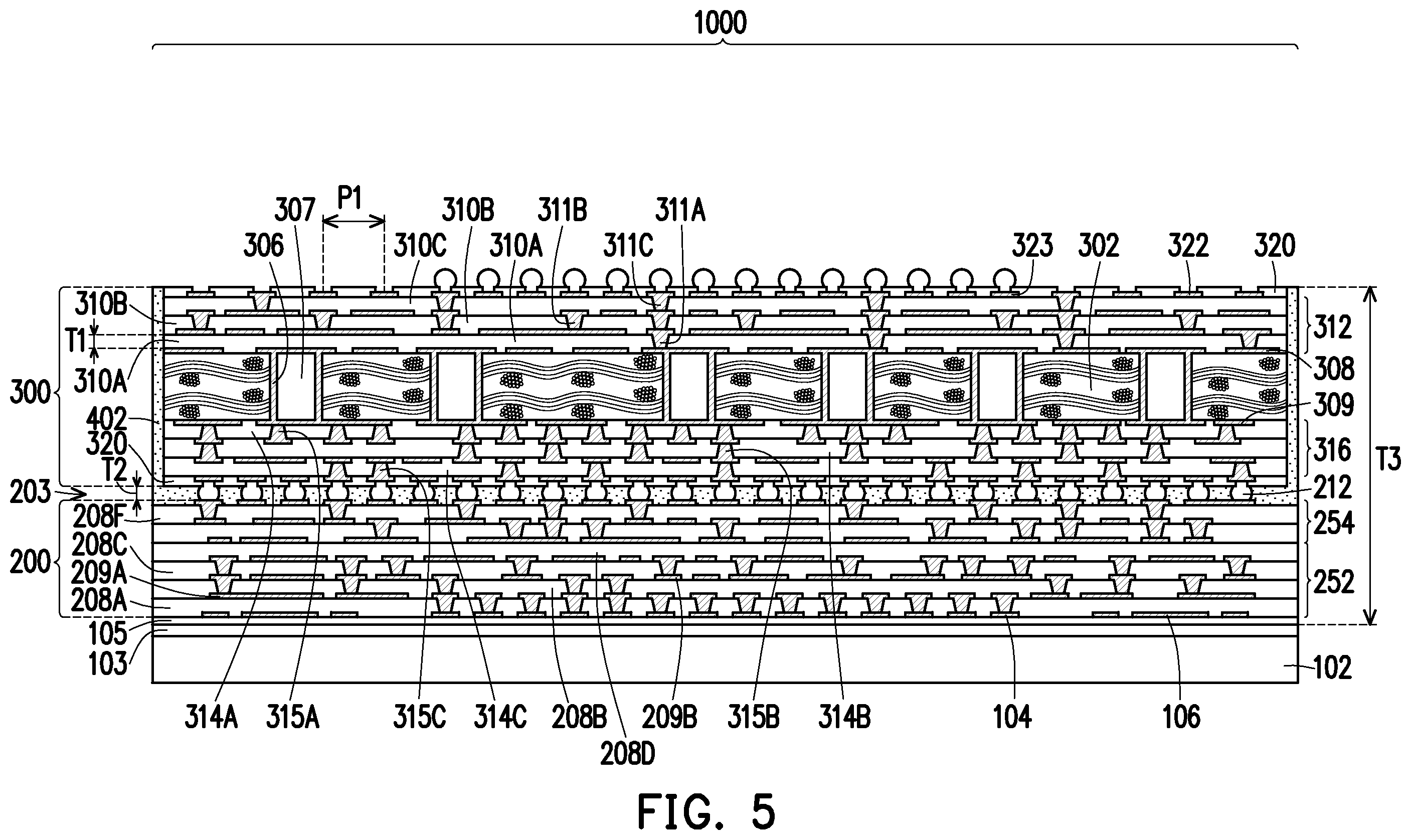 Patent US12401012 Figure 5 – Semiconductor device package and methods of manufacture