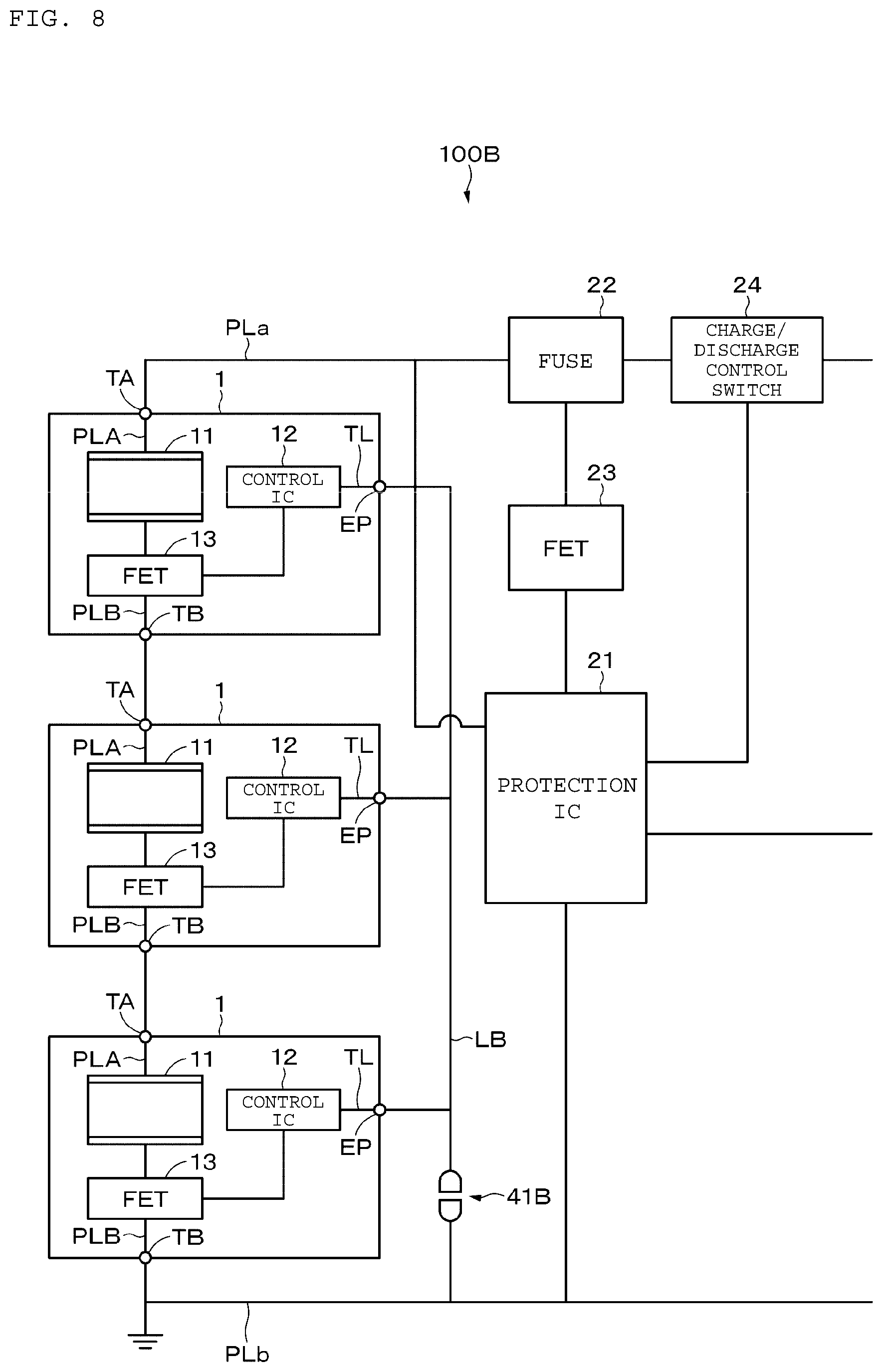 Patent US12401069 Figure 8 – All-solid battery module and electronic apparatus