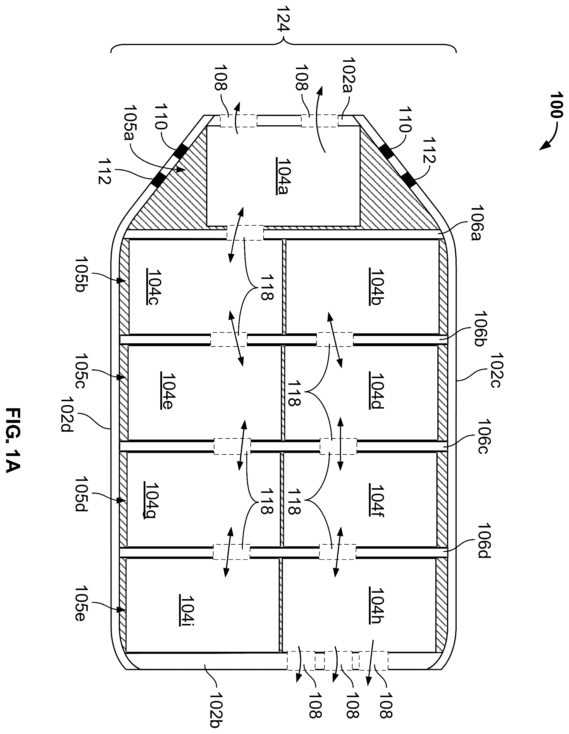 Patent US12401086 Figure 1 – Optimized battery assembly venting