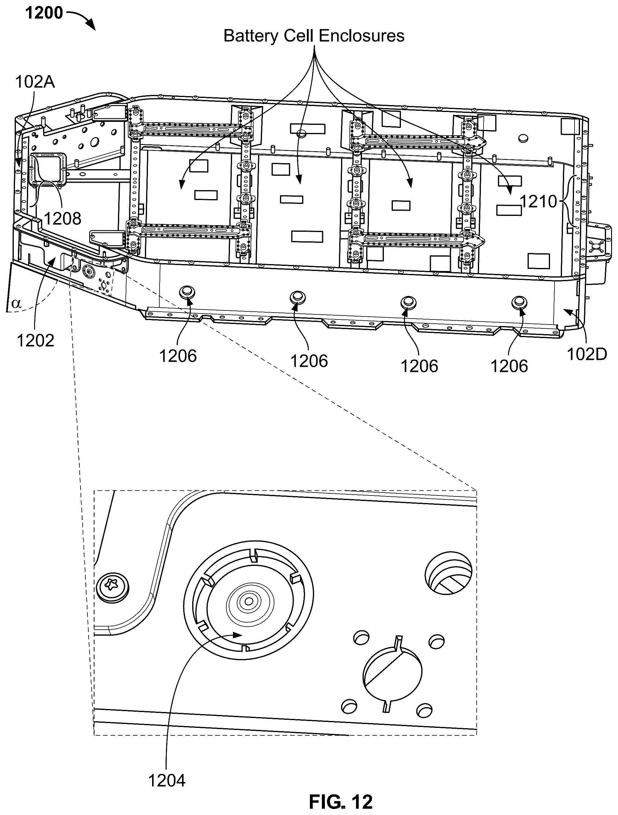 Patent US12401086 Figure 12 – Optimized battery assembly venting