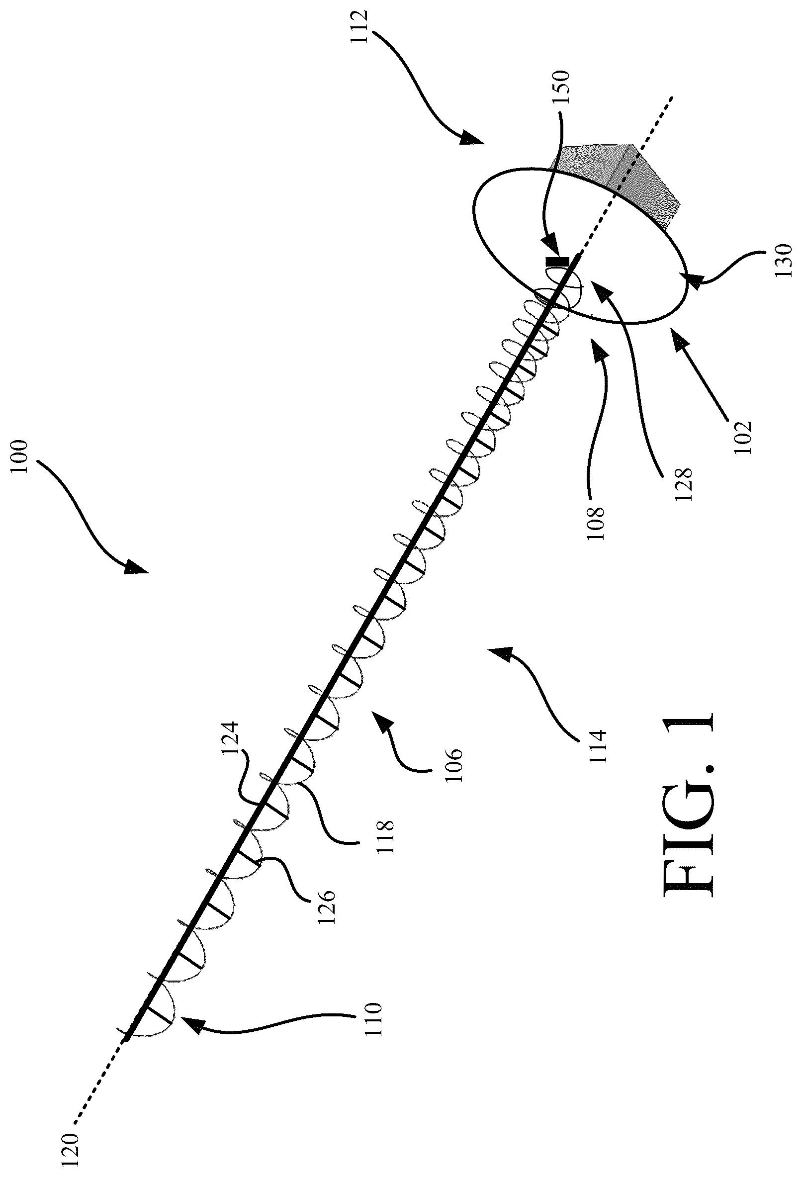 Patent US12401127 Figure 1 – Systems and methods for providing an impedance transformer for a helix antenna