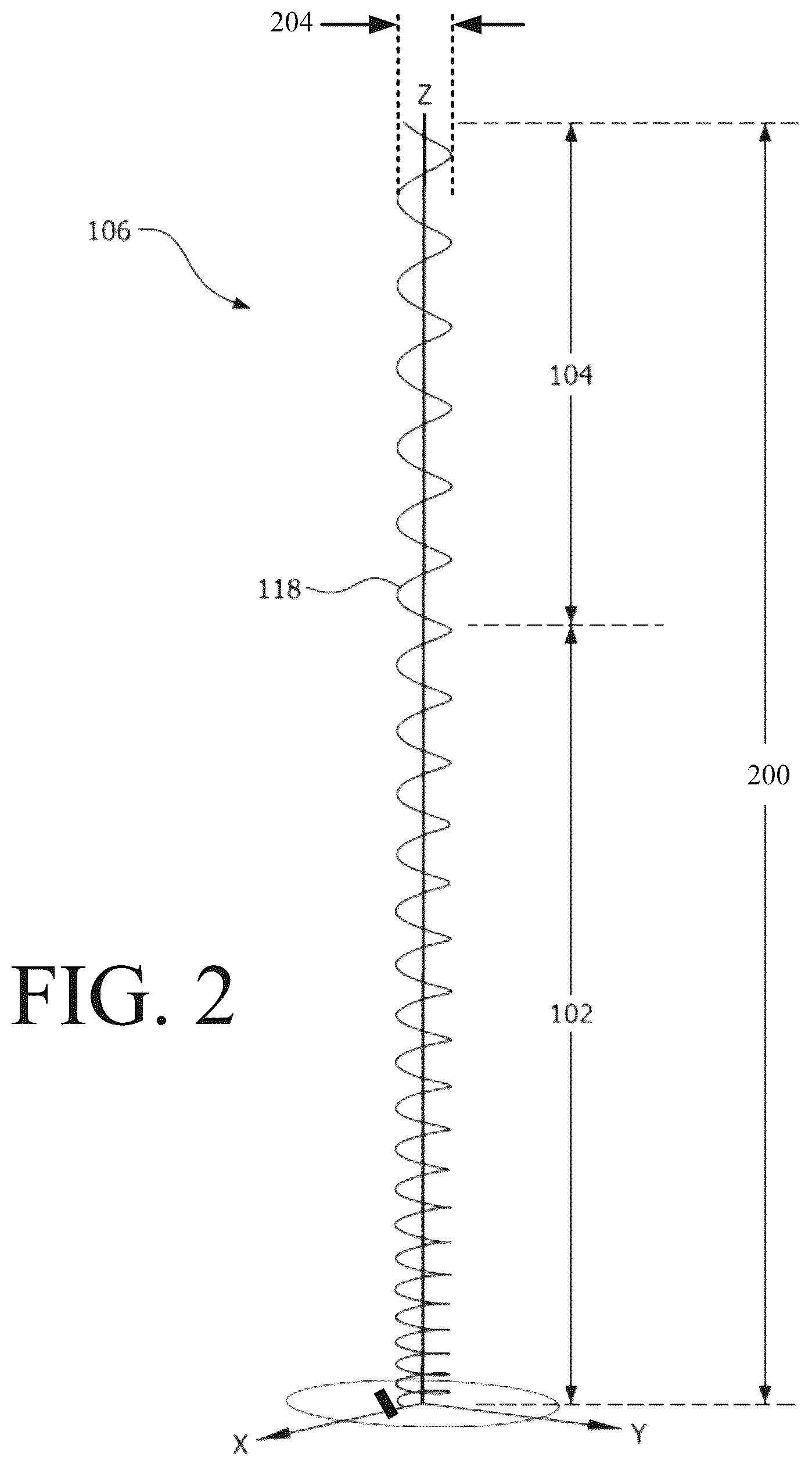 Patent US12401127 Figure 2 – Systems and methods for providing an impedance transformer for a helix antenna