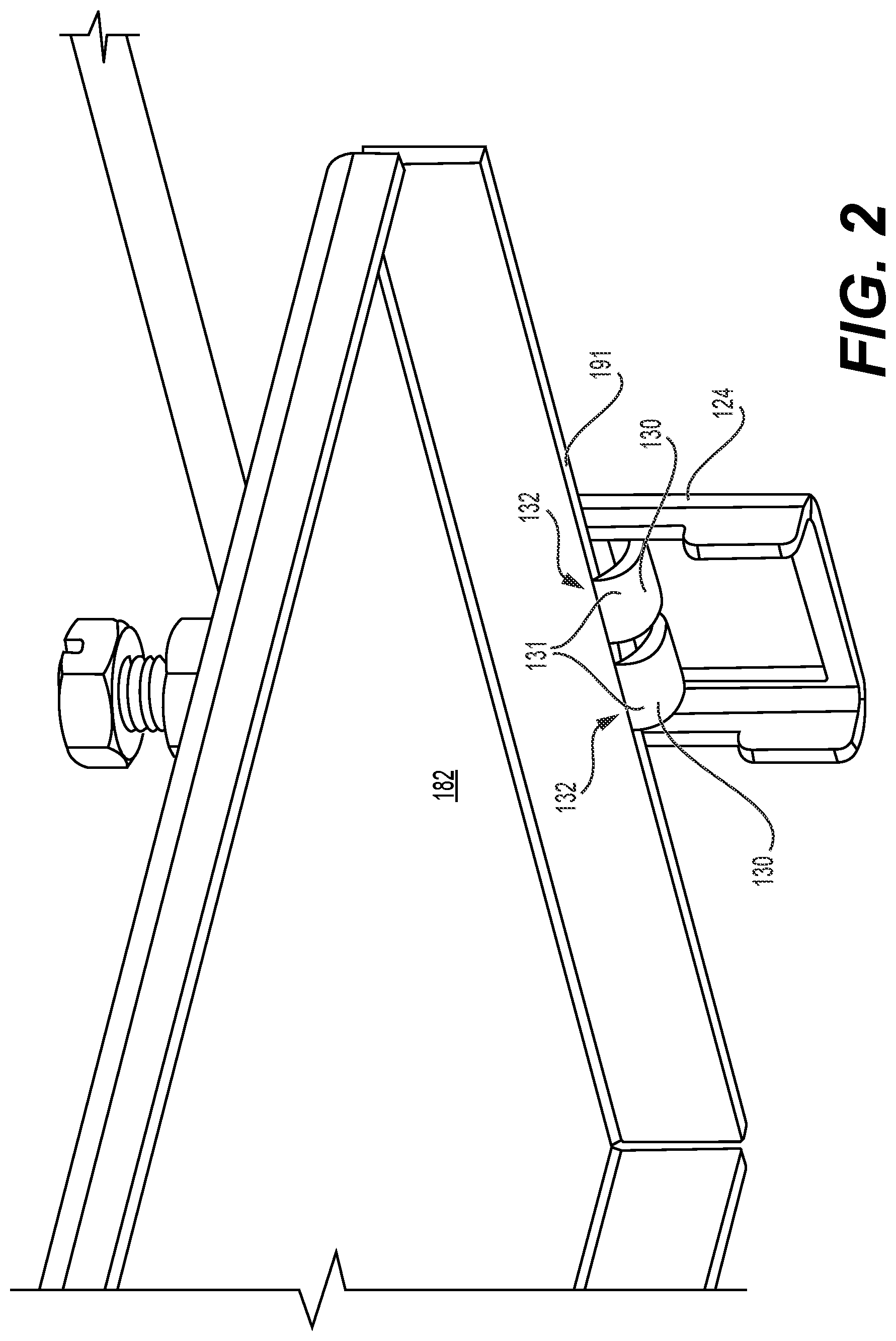 Patent US12401141 Figure 2 – Meter box ground clamp configured to prevent the clamp from moving off the meter box in response to a tightening torque