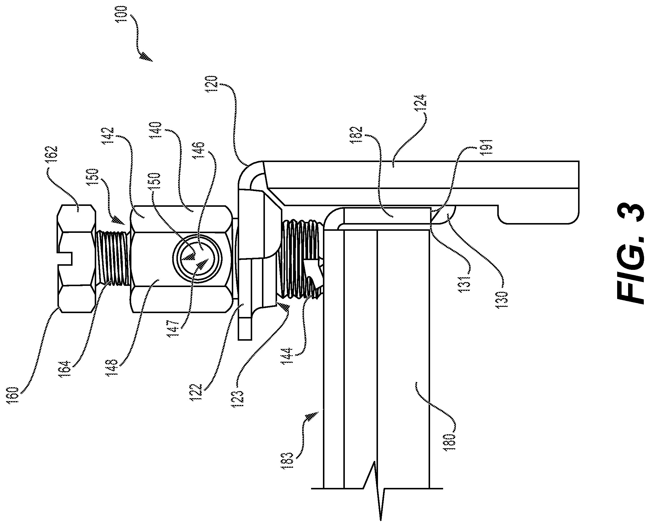 Patent US12401141 Figure 3 – Meter box ground clamp configured to prevent the clamp from moving off the meter box in response to a tightening torque