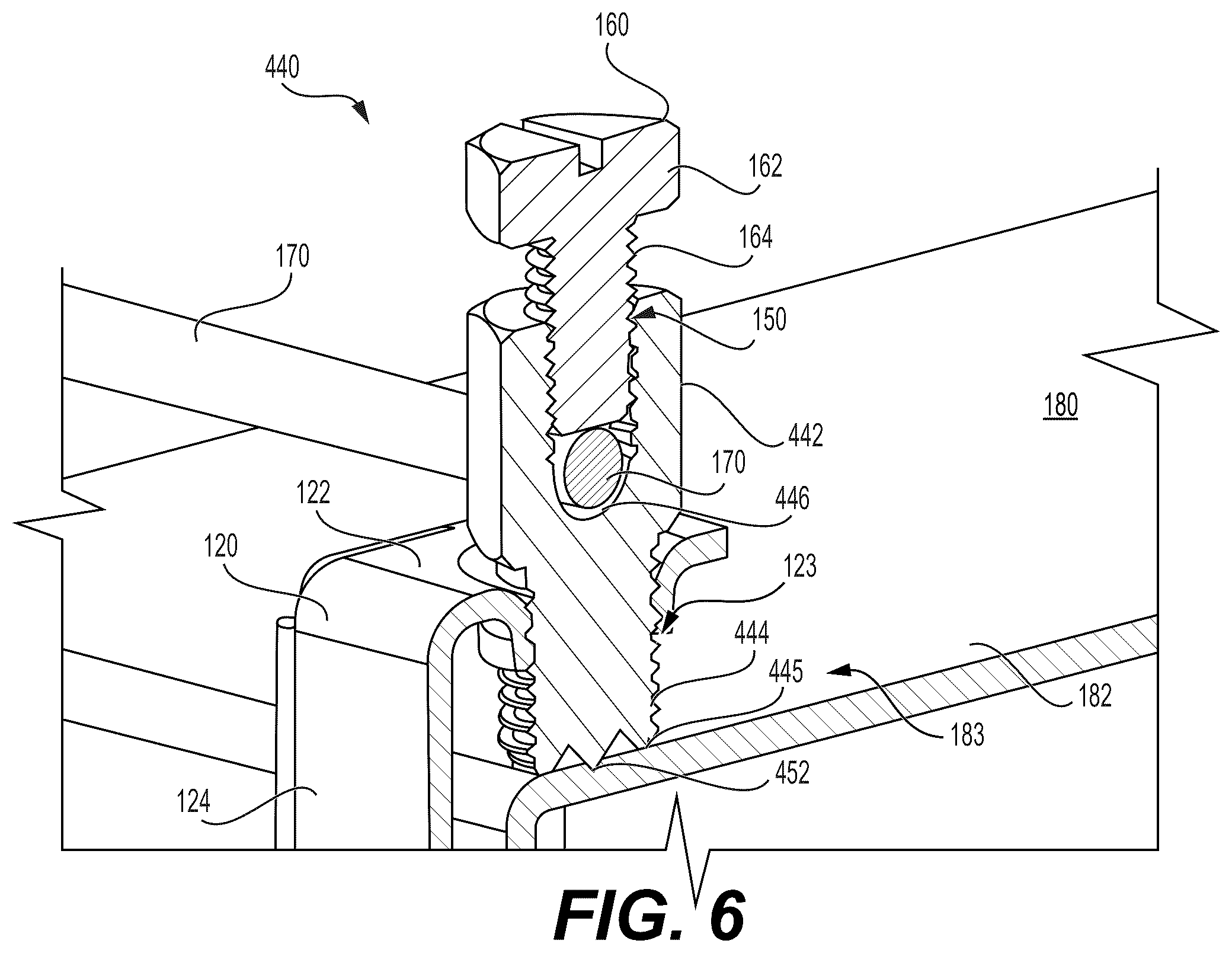 Patent US12401141 Figure 6 – Meter box ground clamp configured to prevent the clamp from moving off the meter box in response to a tightening torque