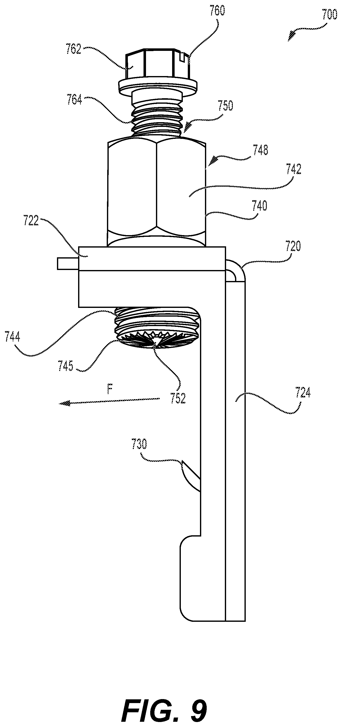Patent US12401141 Figure 9 – Meter box ground clamp configured to prevent the clamp from moving off the meter box in response to a tightening torque