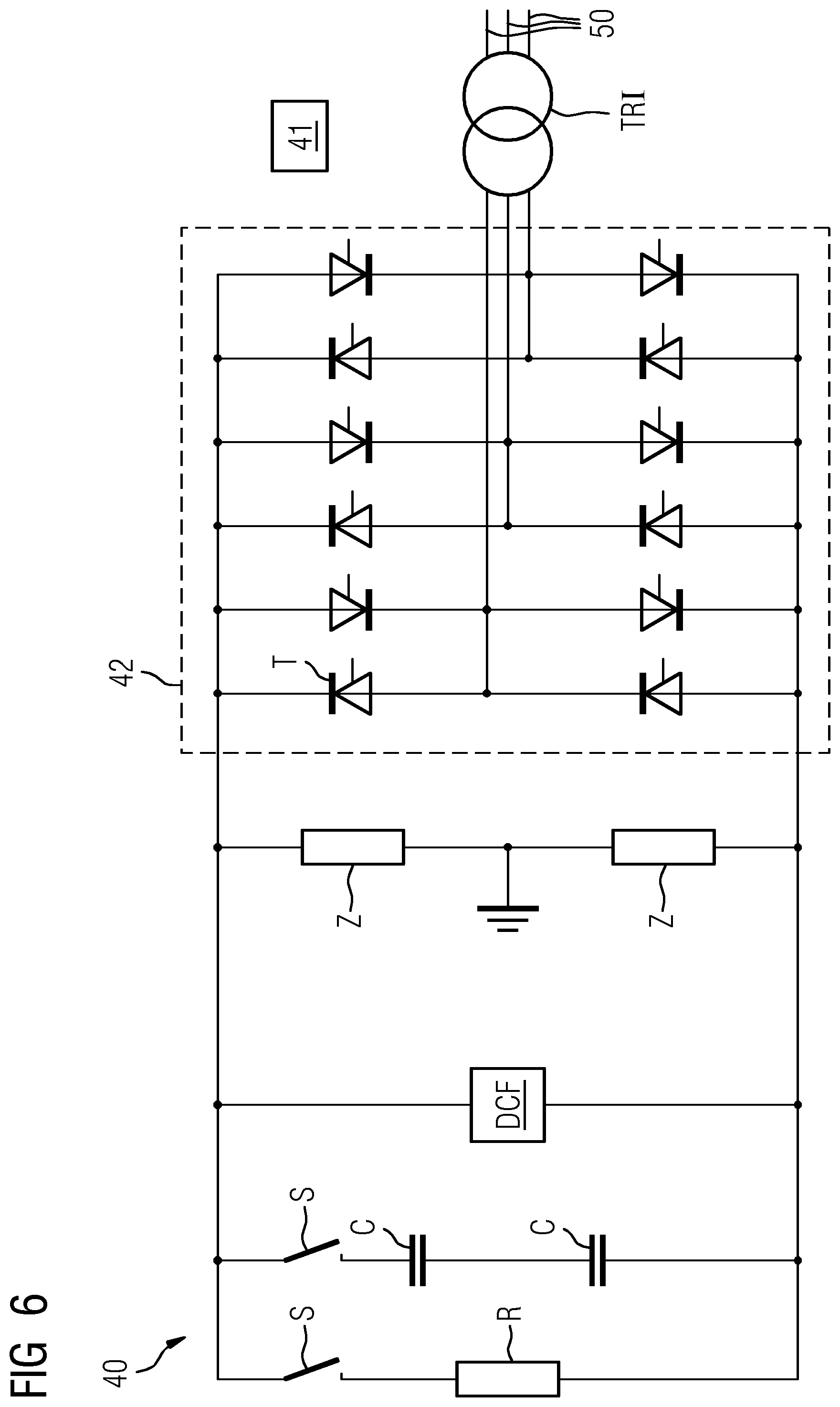 Patent US12401198 Figure 6 – Arrangement having a DC transmission link or DC transmission grid and method for the operation thereof
