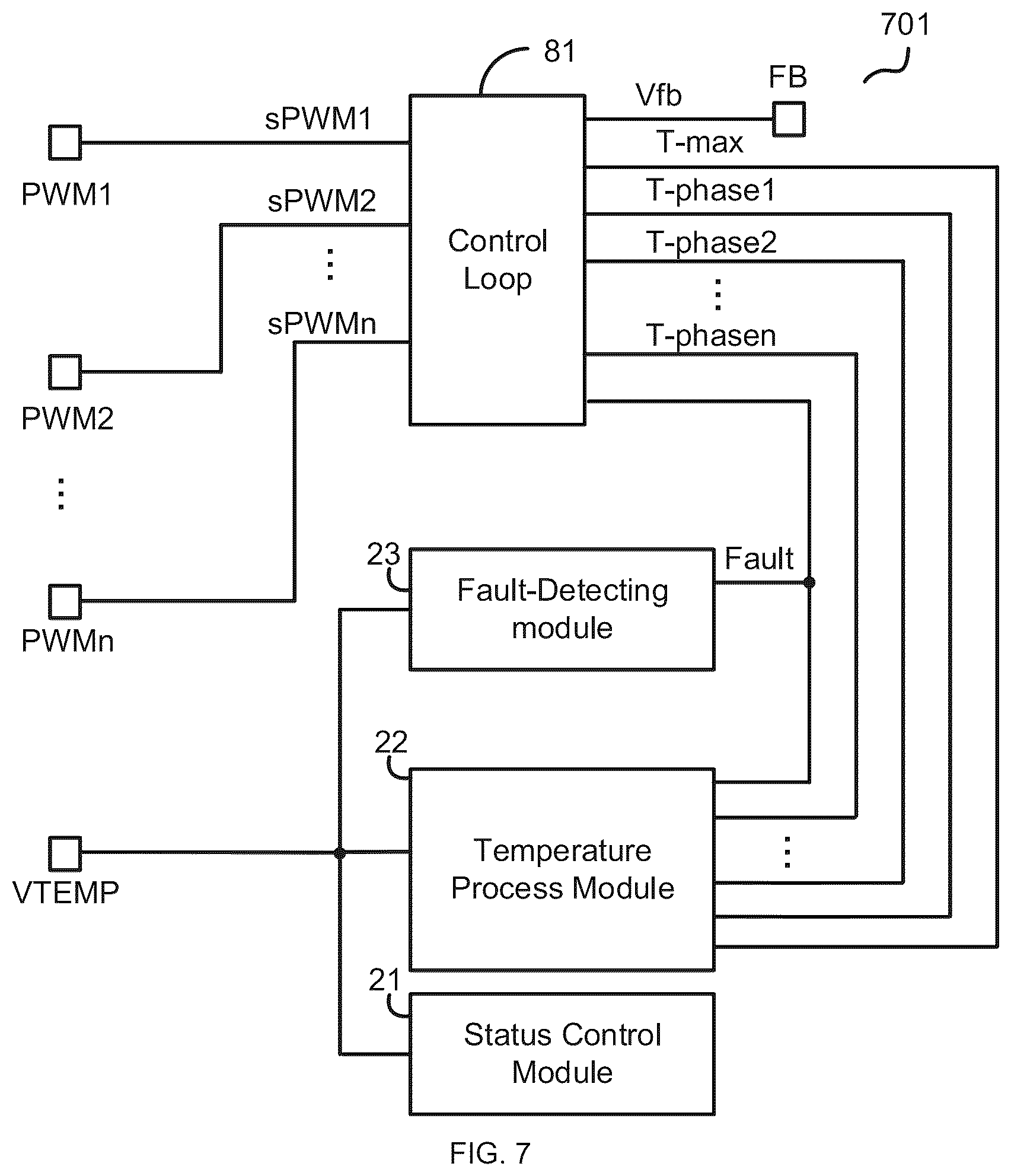 Patent US12401280 Figure 7 – Multi-phase voltage converter with individual phase temperature reporting