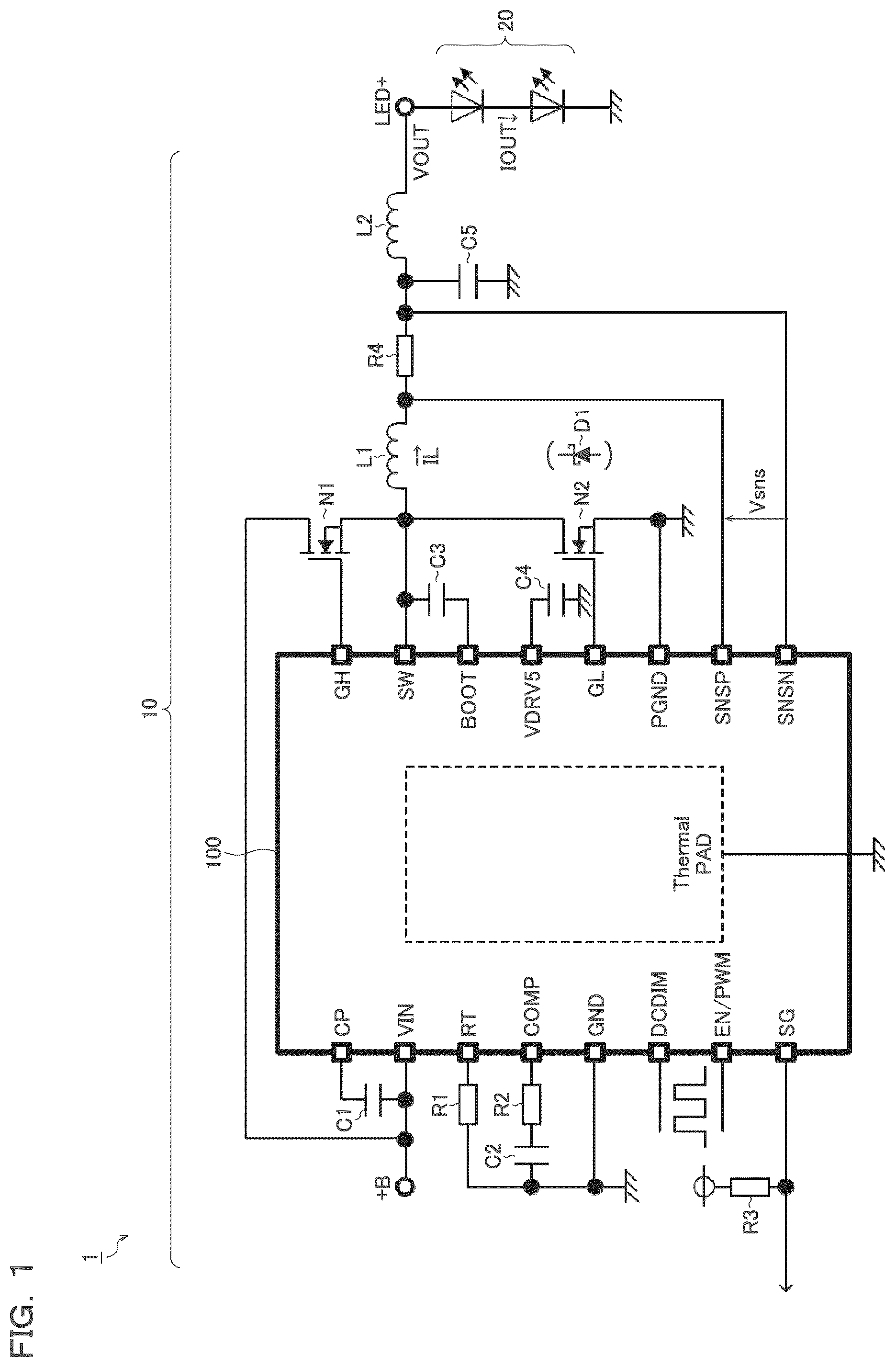 Patent US12401284 Figure 1 – Light-emitting element driving control device and light-emitting element driving circuit device