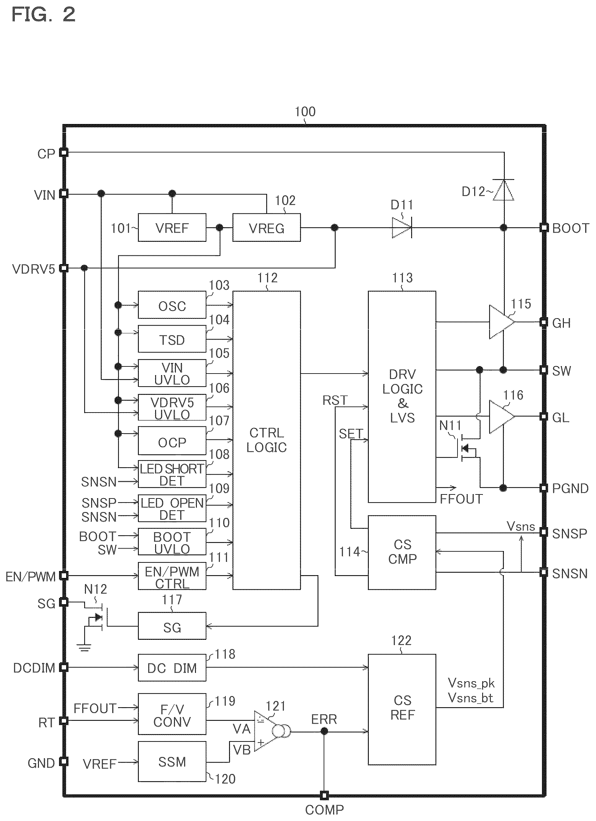Patent US12401284 Figure 2 – Light-emitting element driving control device and light-emitting element driving circuit device