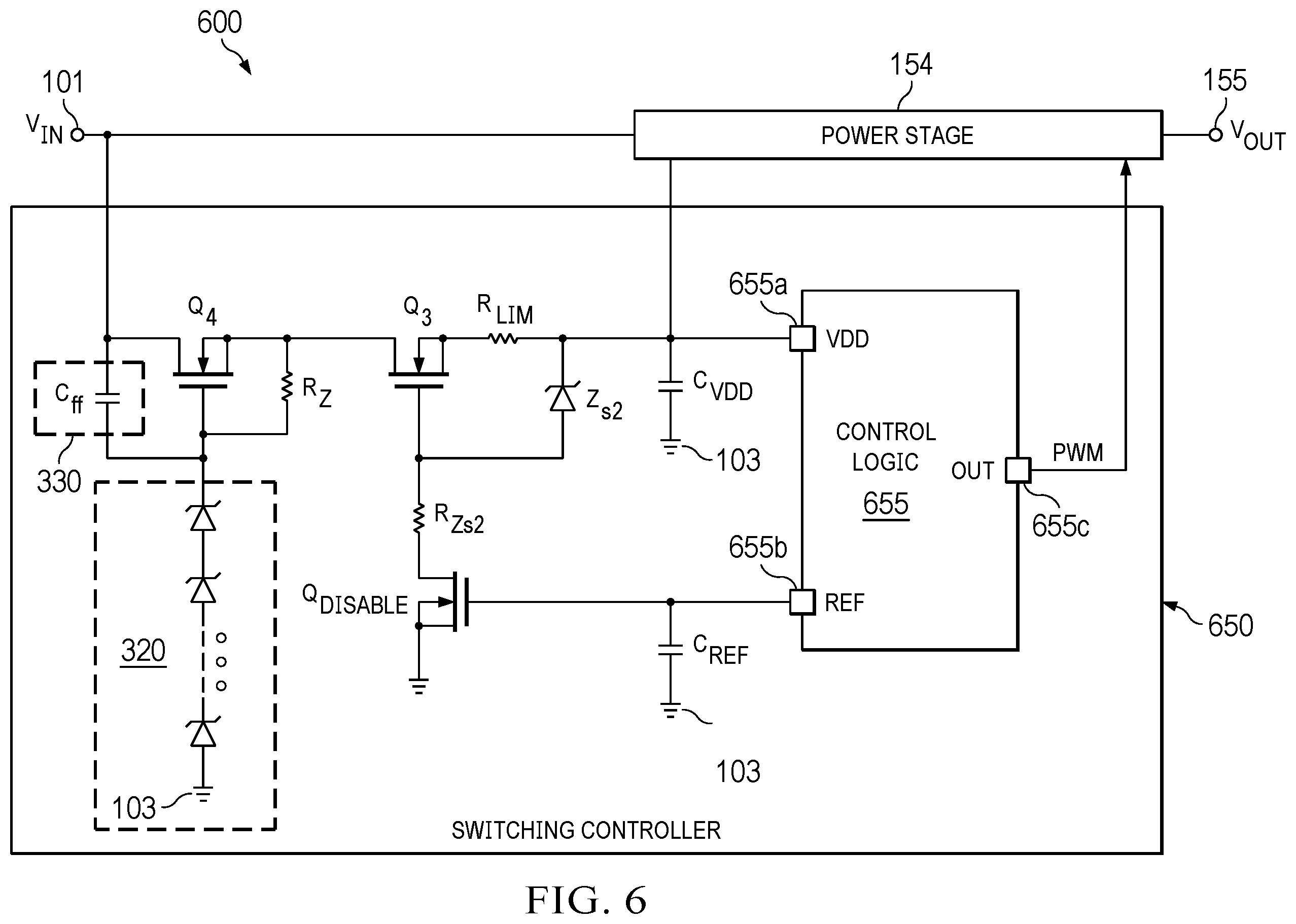Patent US12401286 Figure 6 – Startup circuit for a flyback converter