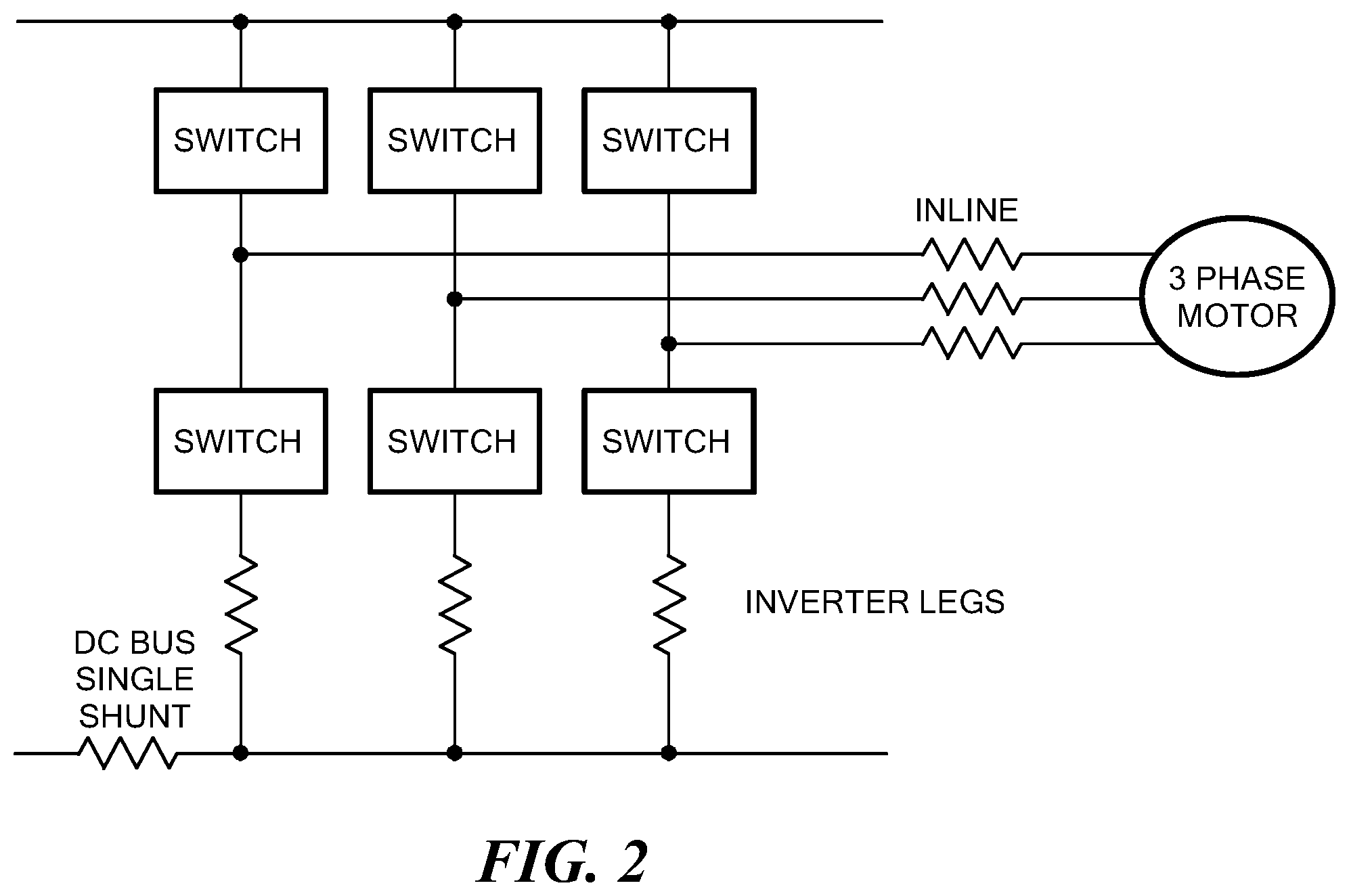 Patent US12401309 Figure 2 – Three-phase motor current measurement