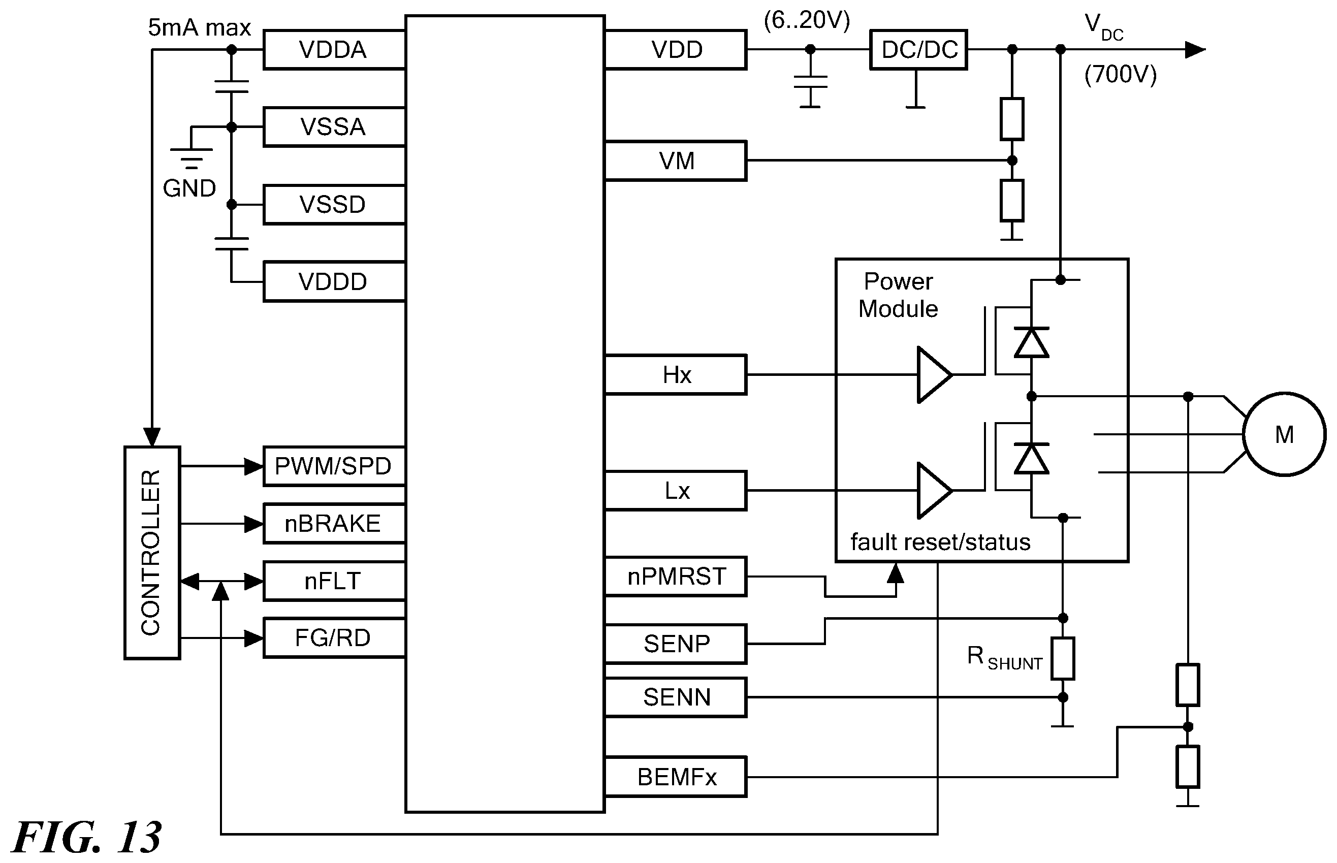 Patent US12401309 Figure 15 – Three-phase motor current measurement