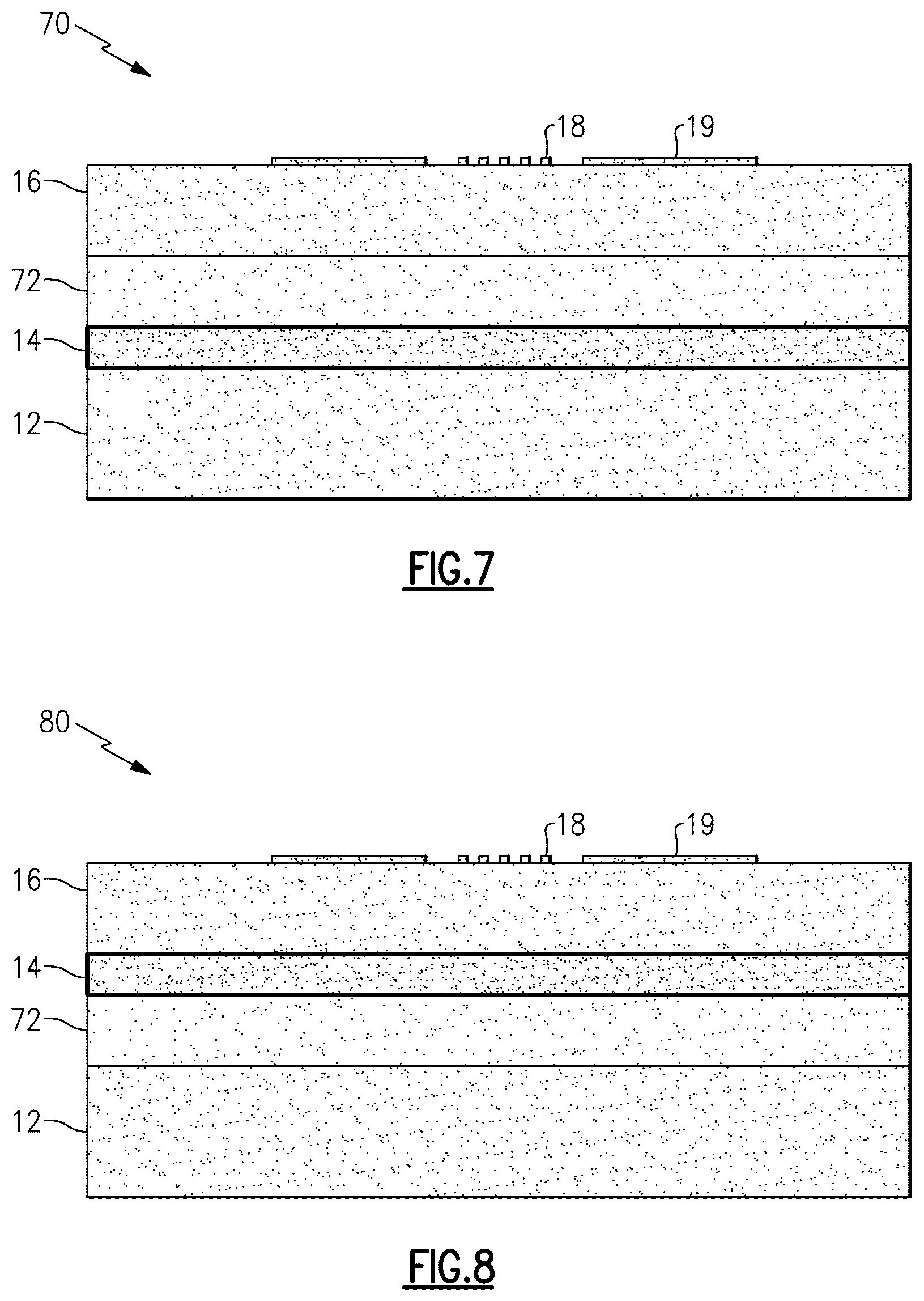Patent US12401340 Figure 8 – Acoustic wave device with multi-layer piezoelectric substrate with heat dissipation