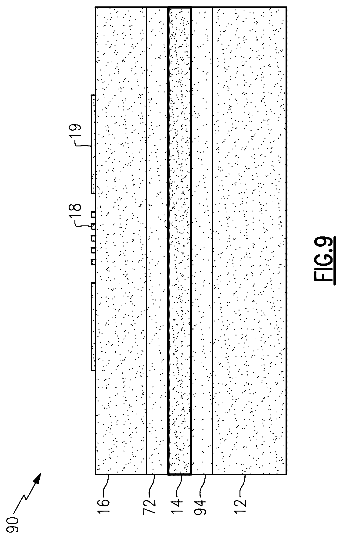 Patent US12401340 Figure 9 – Acoustic wave device with multi-layer piezoelectric substrate with heat dissipation