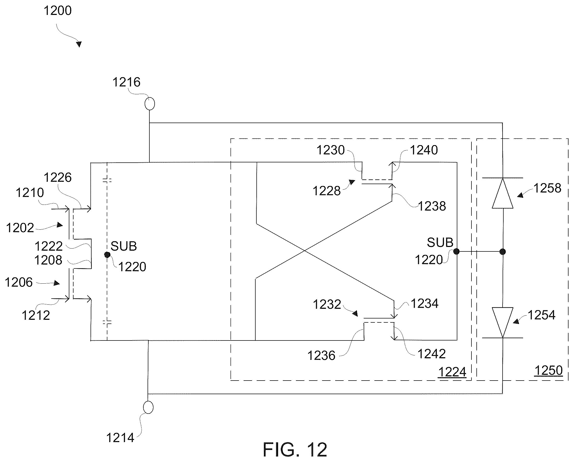 Patent US12401359 Figure 12 – Circuits and methods for controlling a voltage of a semiconductor substrate
