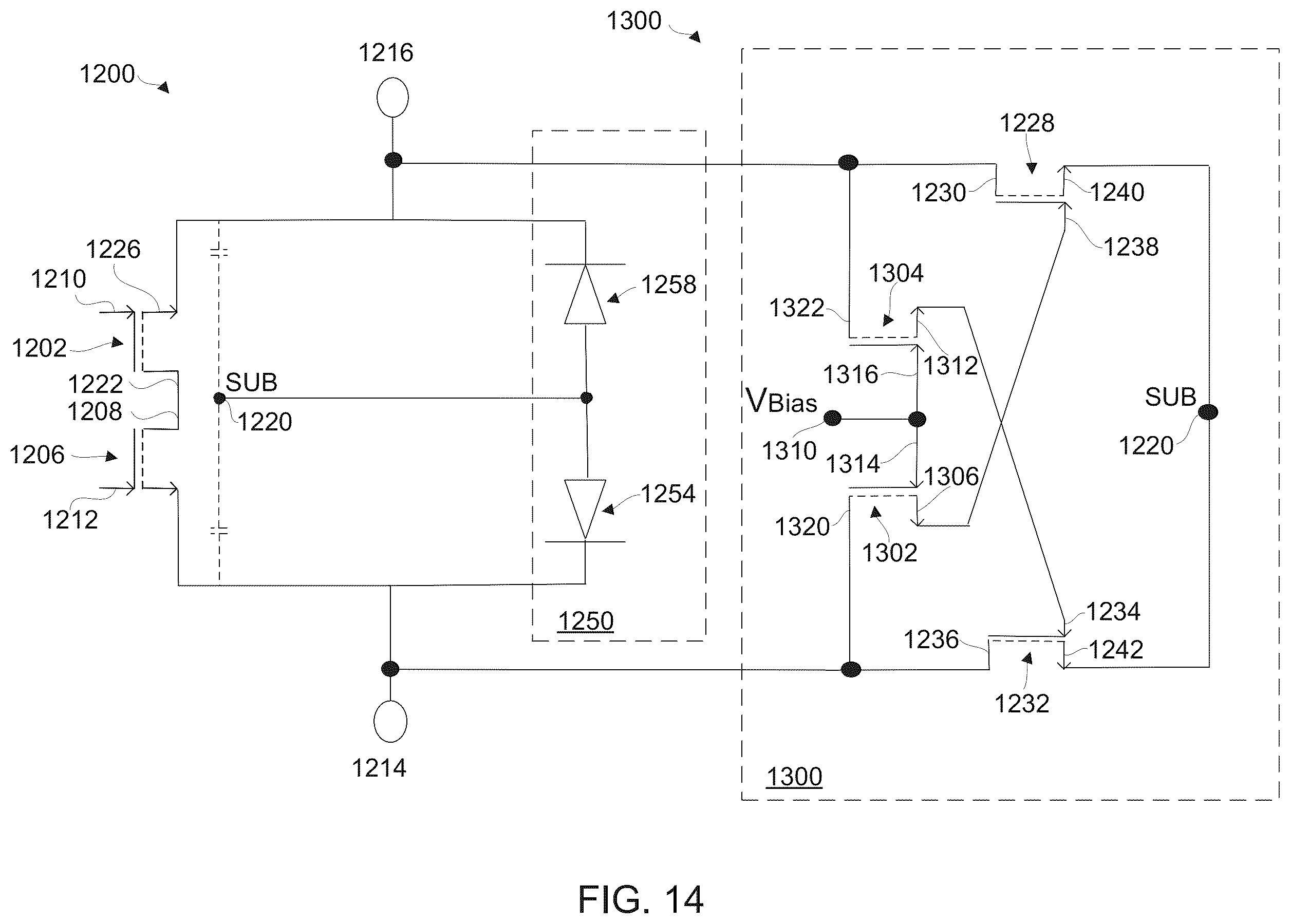Patent US12401359 Figure 14 – Circuits and methods for controlling a voltage of a semiconductor substrate