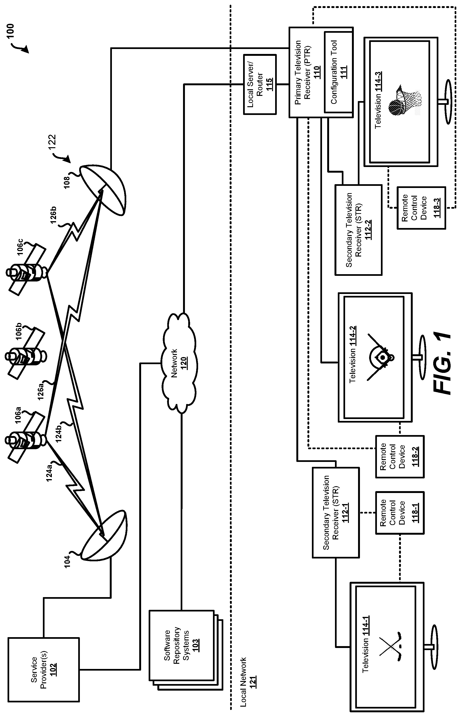 Patent US12401566 Figure 1 – Devices for facilitating streaming in a local network with a client-server architecture