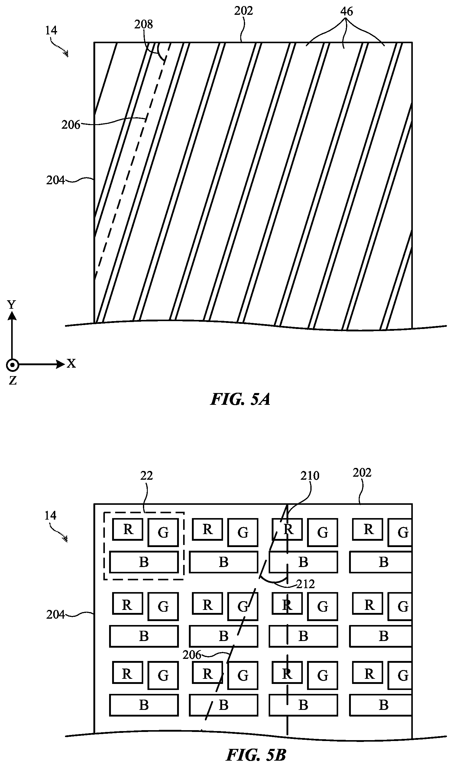 Patent US12401777 Figure 5 – Pixel arrangements for displays with lenticular lenses
