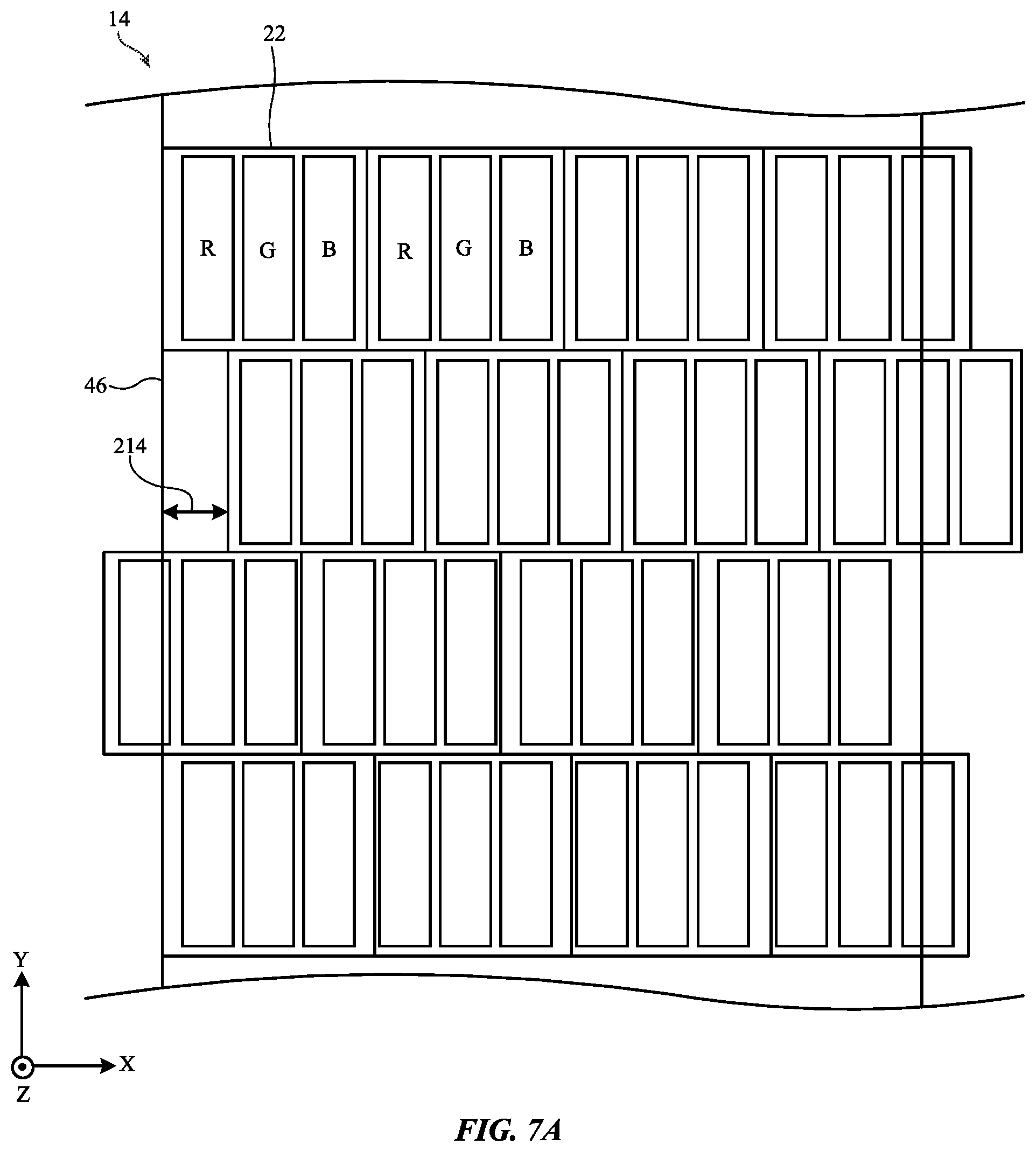 Patent US12401777 Figure 7 – Pixel arrangements for displays with lenticular lenses
