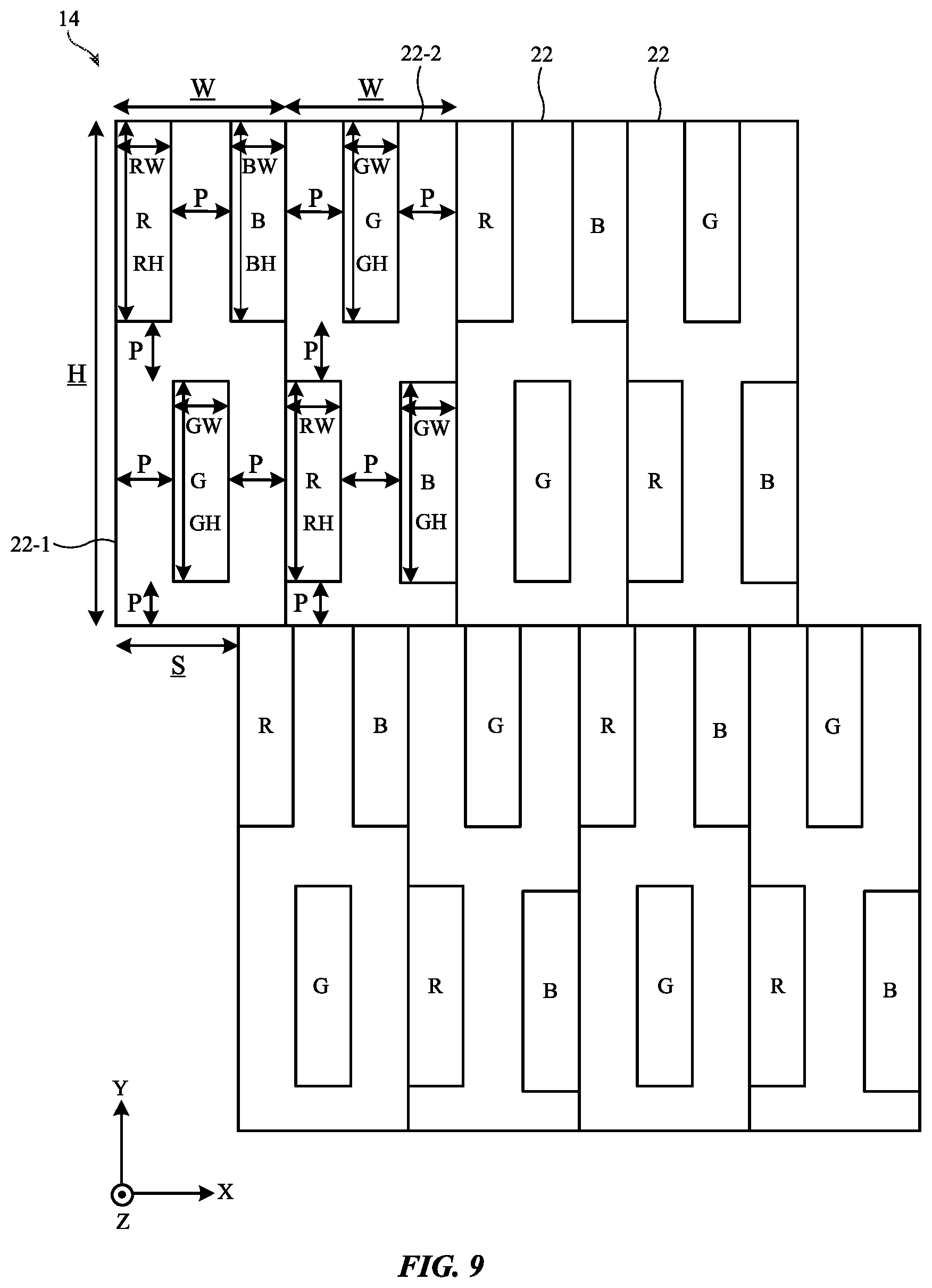 Patent US12401777 Figure 11 – Pixel arrangements for displays with lenticular lenses