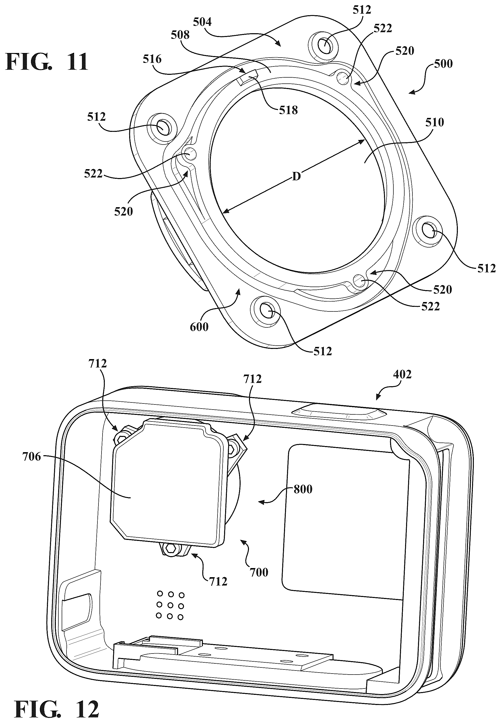 Patent US12401872 Figure 9 – Mounting structure for an integrated sensor-lens assembly in an image capture device