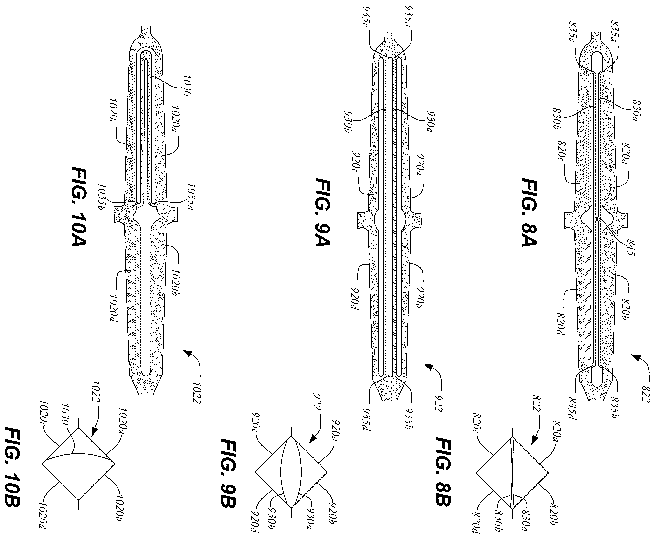 Patent US12403005 Figure 8 – Bowed runners and corresponding valve assemblies for paravalvular leak protection