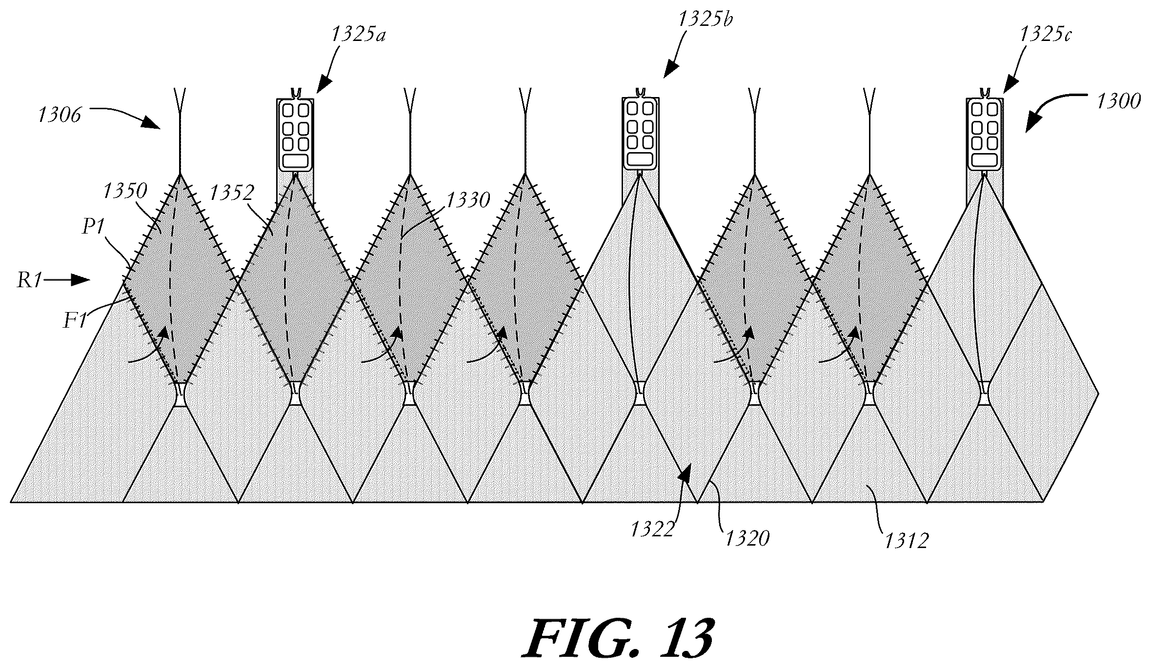 Patent US12403005 Figure 11 – Bowed runners and corresponding valve assemblies for paravalvular leak protection