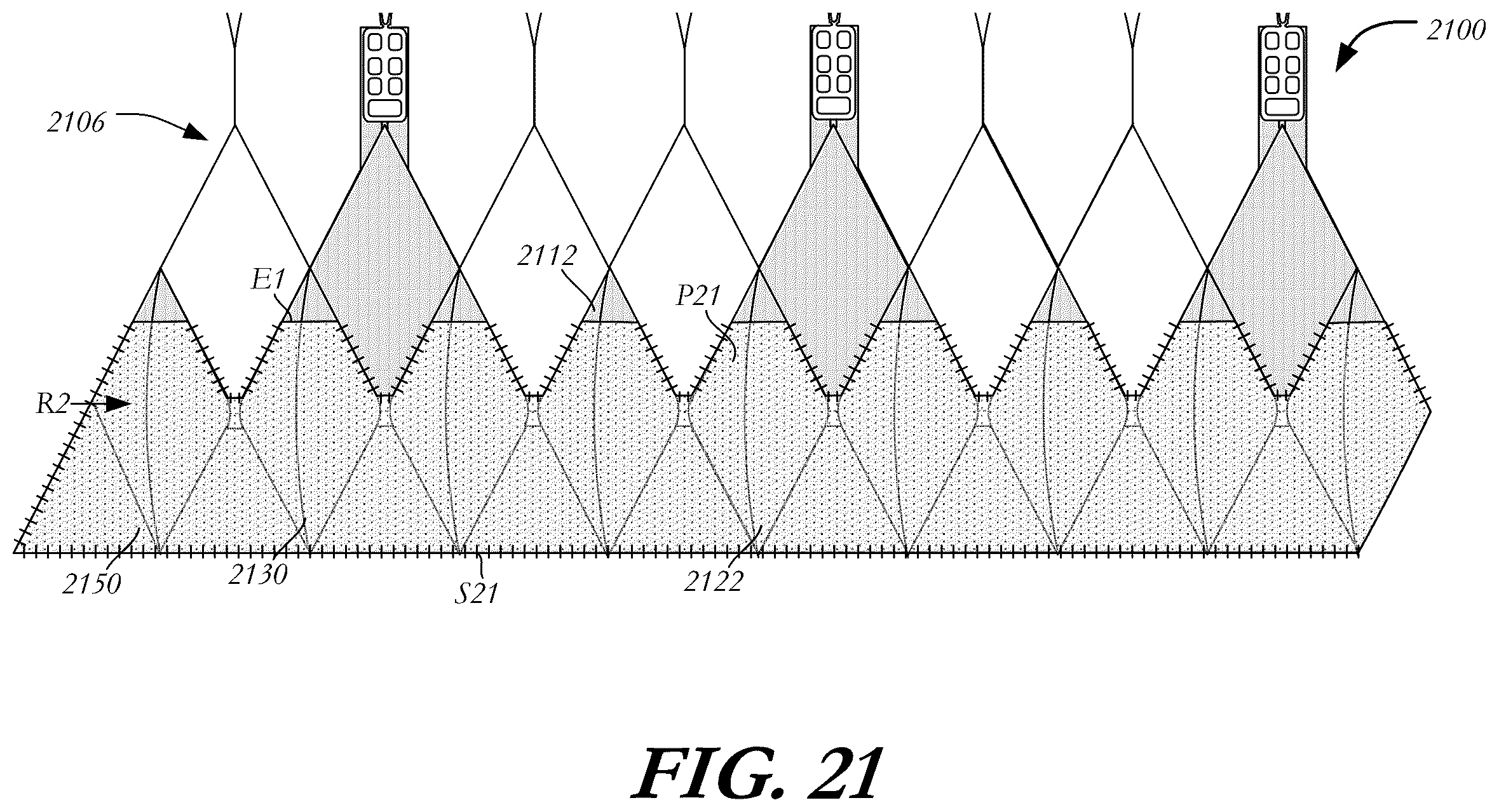 Patent US12403005 Figure 19 – Bowed runners and corresponding valve assemblies for paravalvular leak protection