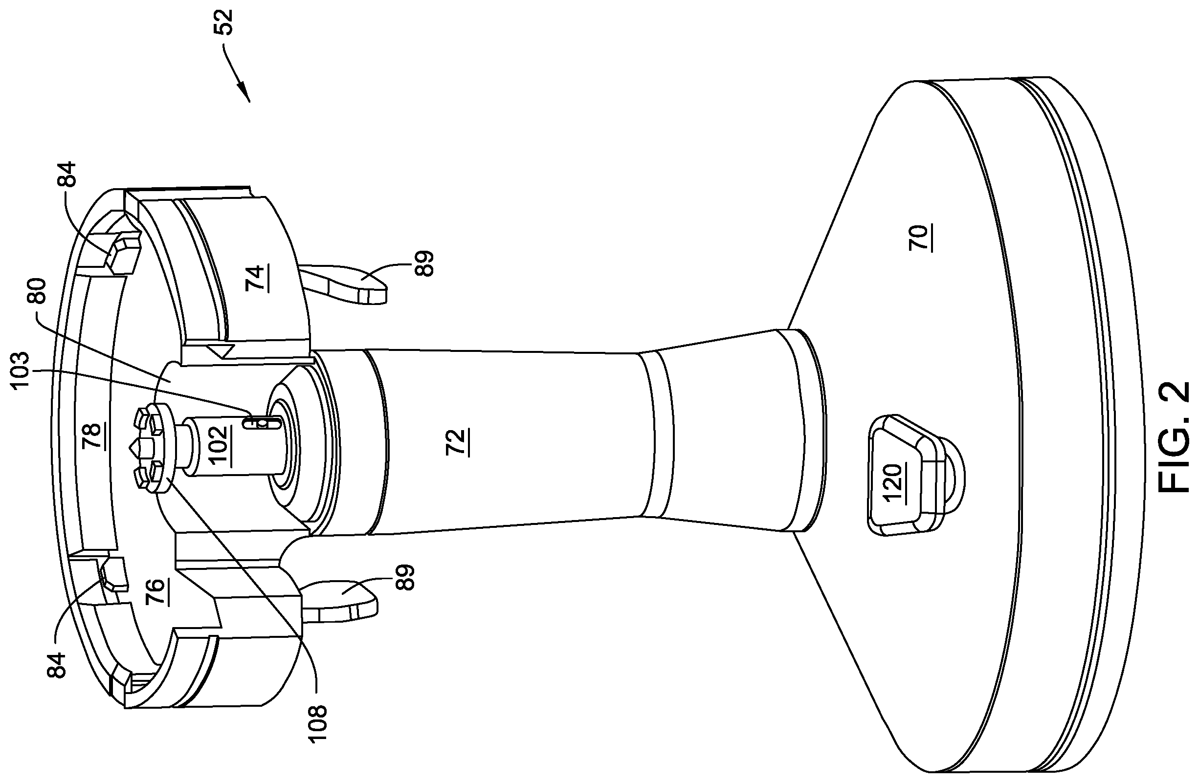 Patent US12403021 Figure 2 – System for processing bone stock including a bone cleaning head, a bone milling head and base that powers both the cleaning head and the milling head