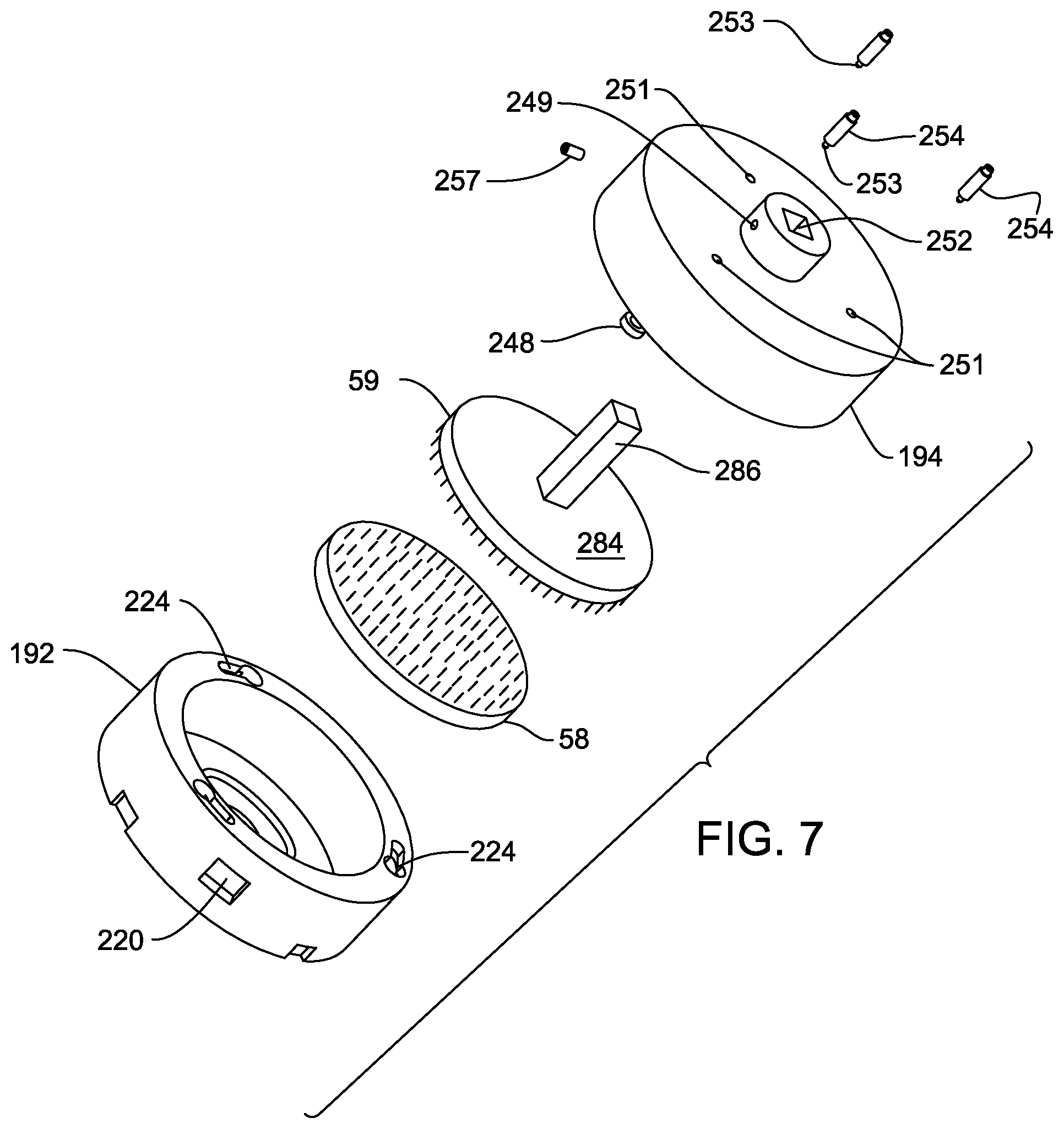 Patent US12403021 Figure 7 – System for processing bone stock including a bone cleaning head, a bone milling head and base that powers both the cleaning head and the milling head