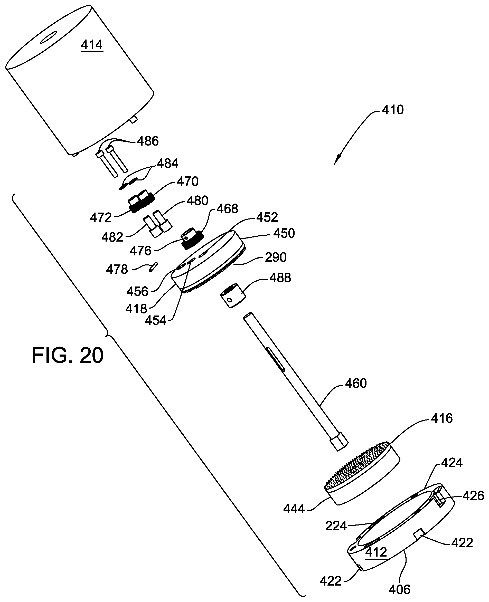 Patent US12403021 Figure 20 – System for processing bone stock including a bone cleaning head, a bone milling head and base that powers both the cleaning head and the milling head
