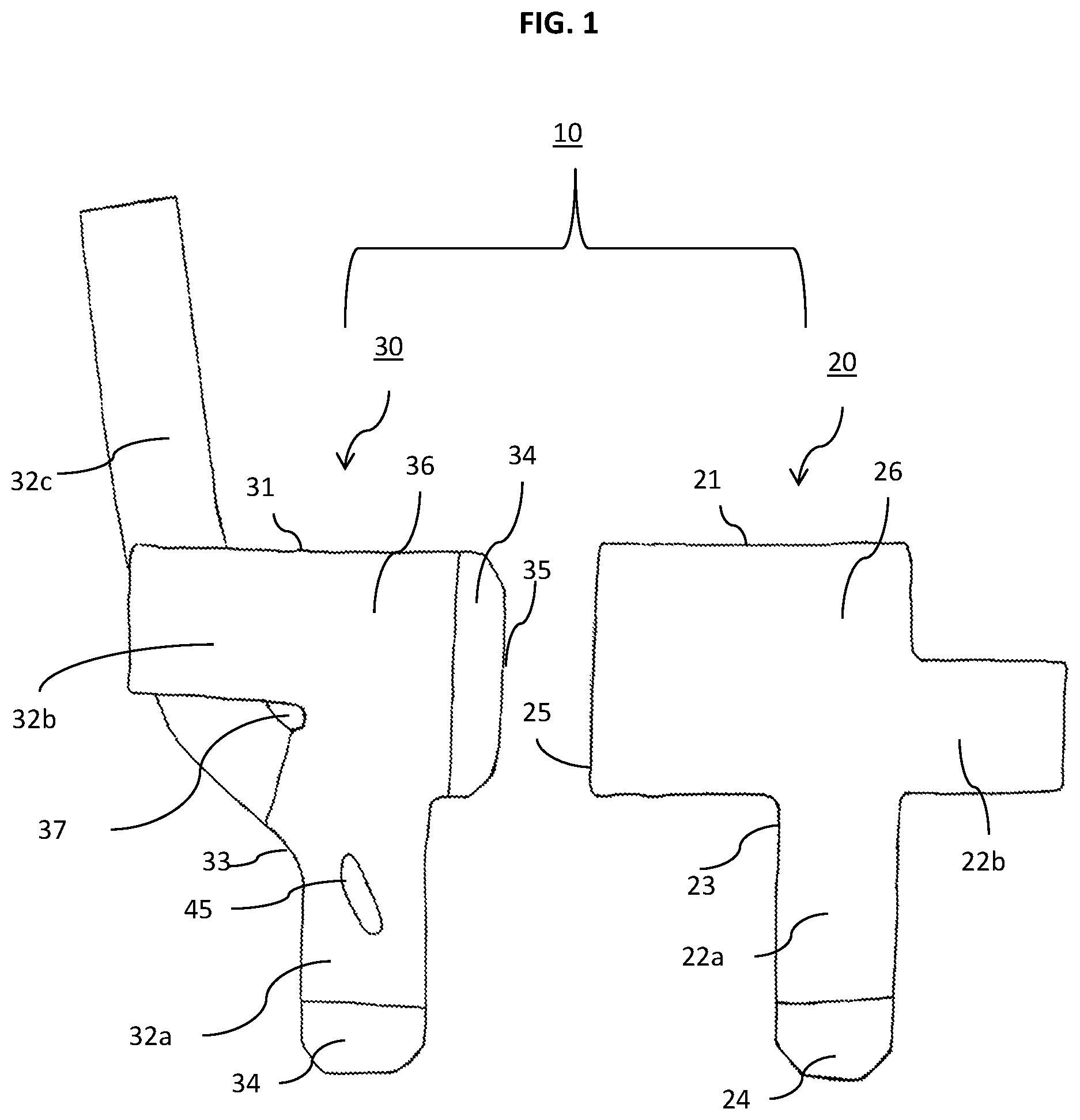 Patent US12403027 Figure 1 – Compression garment