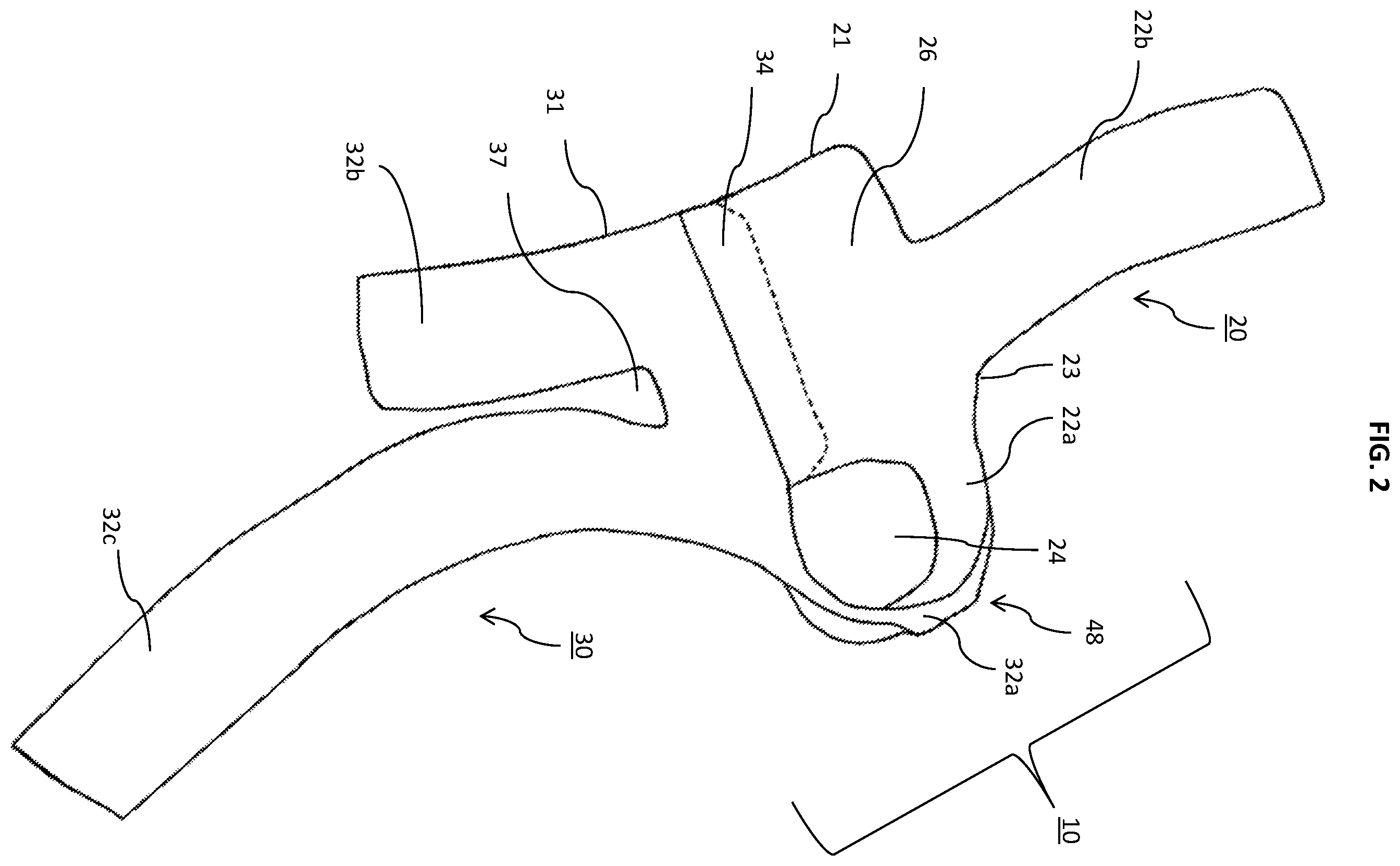 Patent US12403027 Figure 2 – Compression garment