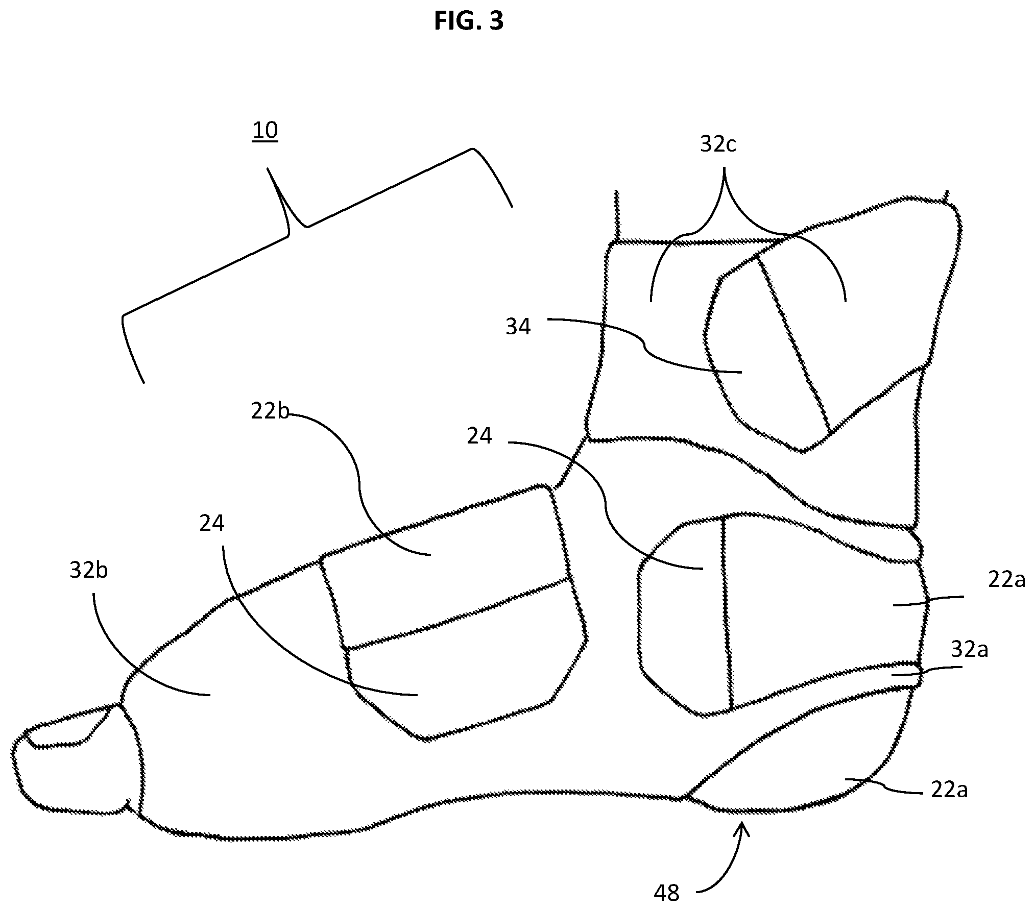 Patent US12403027 Figure 3 – Compression garment