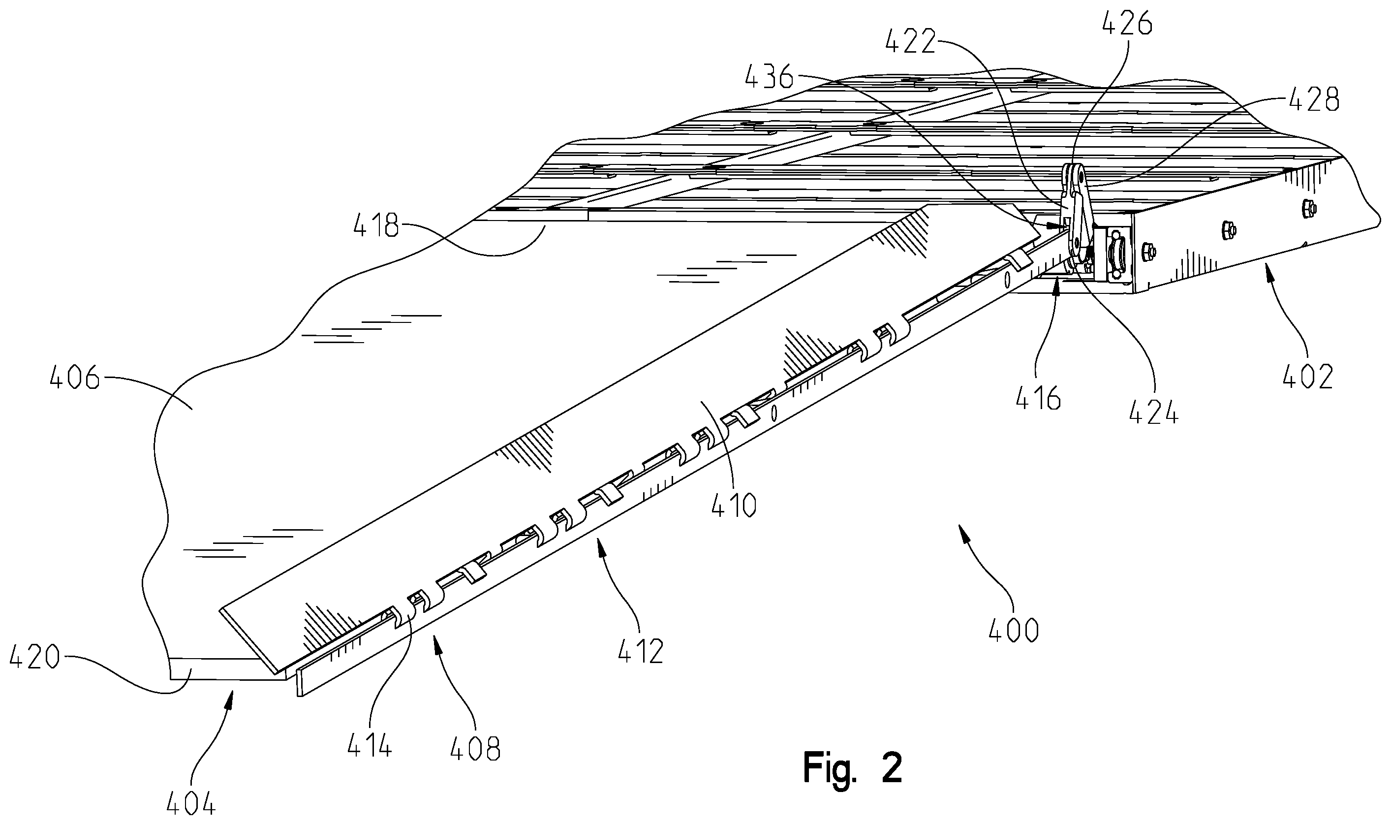 Patent US12403052 Figure 2 – Ramp siderail deployment apparatus and method