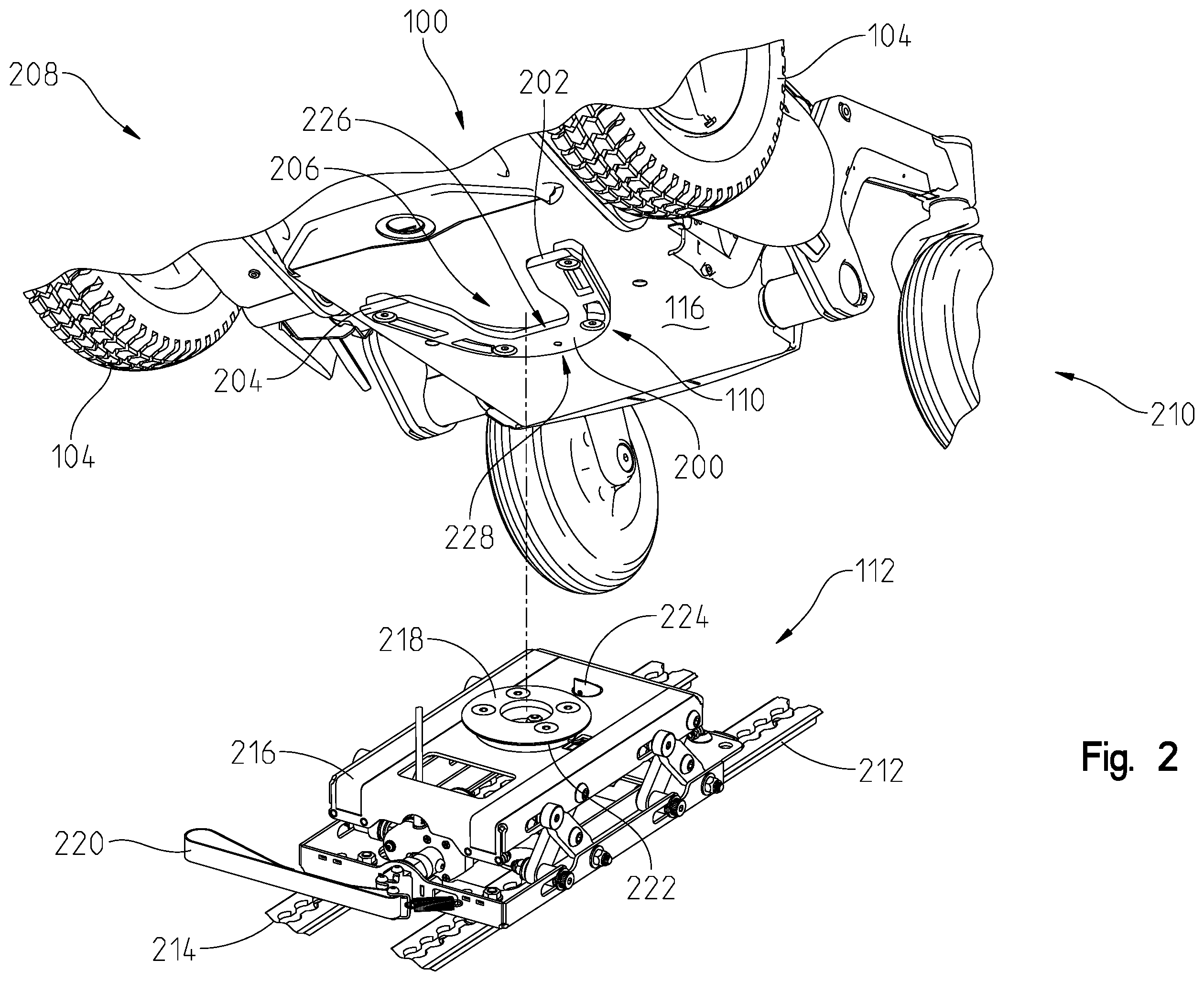 Patent US12403053 Figure 2 – Wheelchair docking system and method thereof