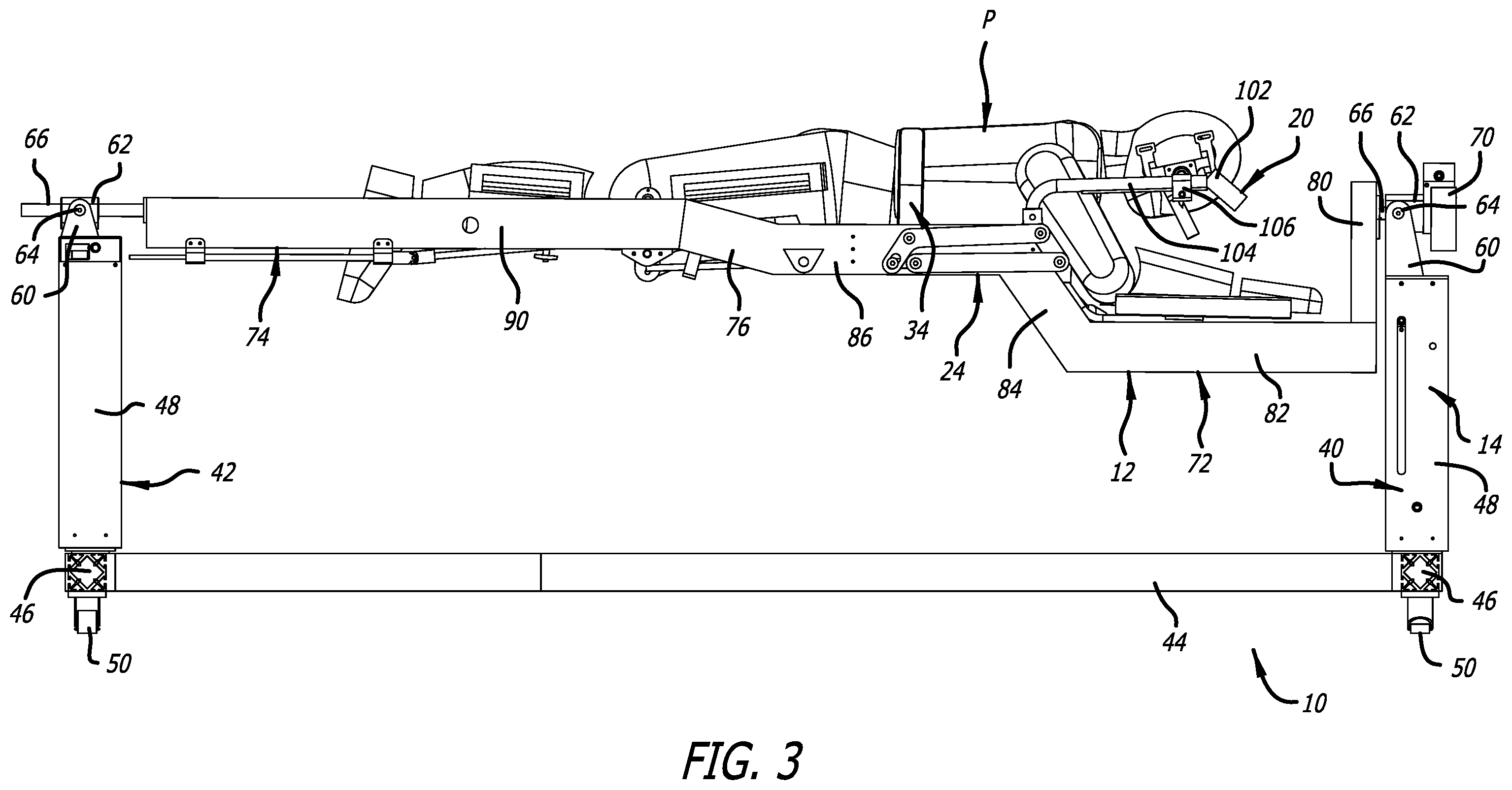 Patent US12403058 Figure 3 – Reconfigurable upper leg support for a surgical frame
