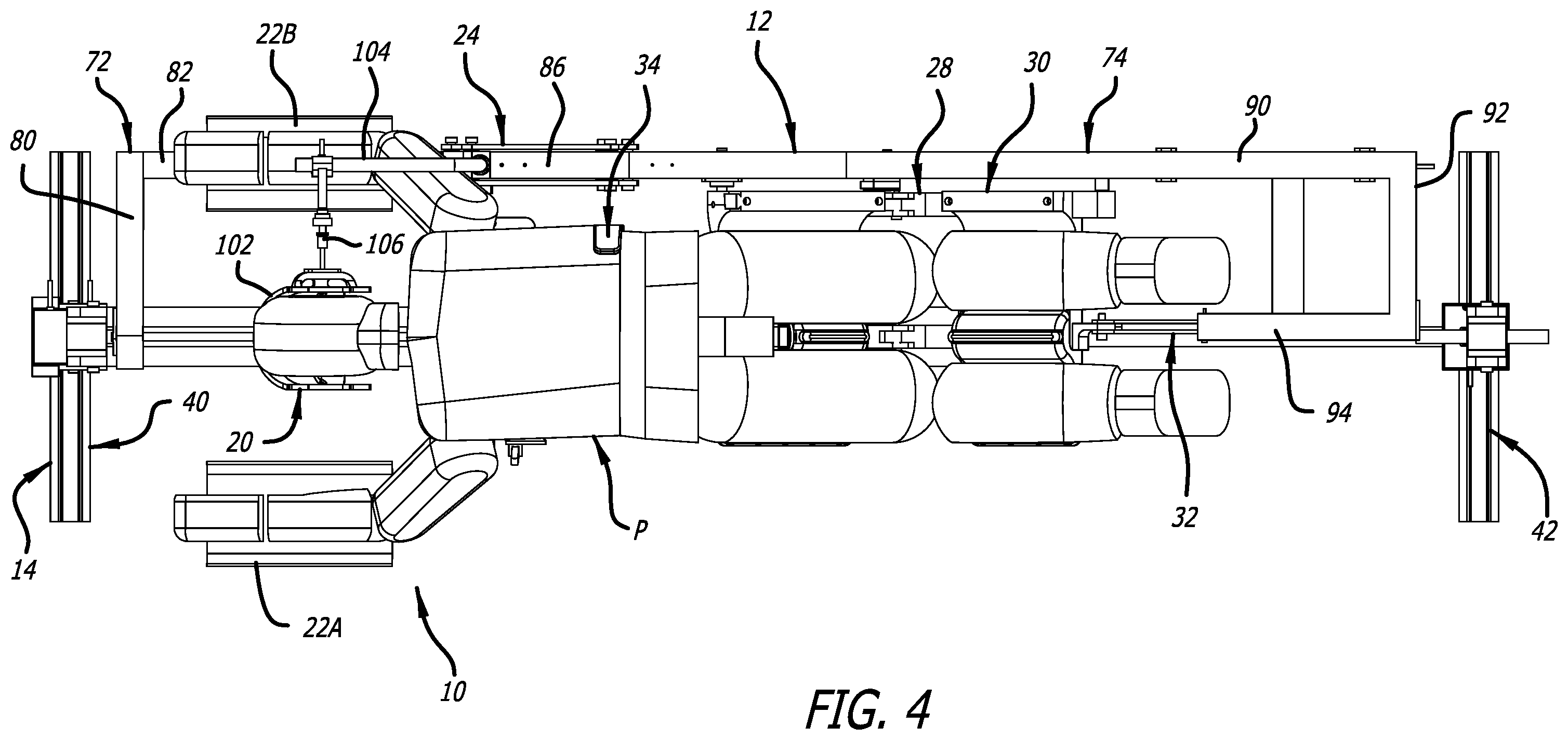 Patent US12403058 Figure 4 – Reconfigurable upper leg support for a surgical frame