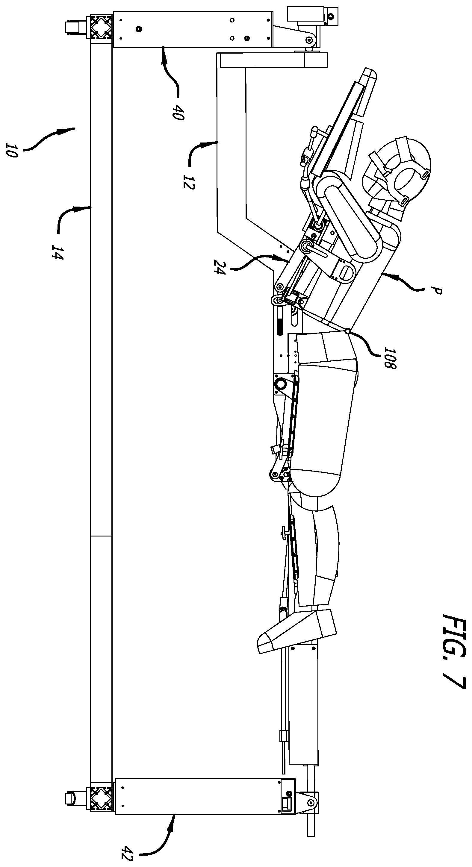 Patent US12403058 Figure 7 – Reconfigurable upper leg support for a surgical frame