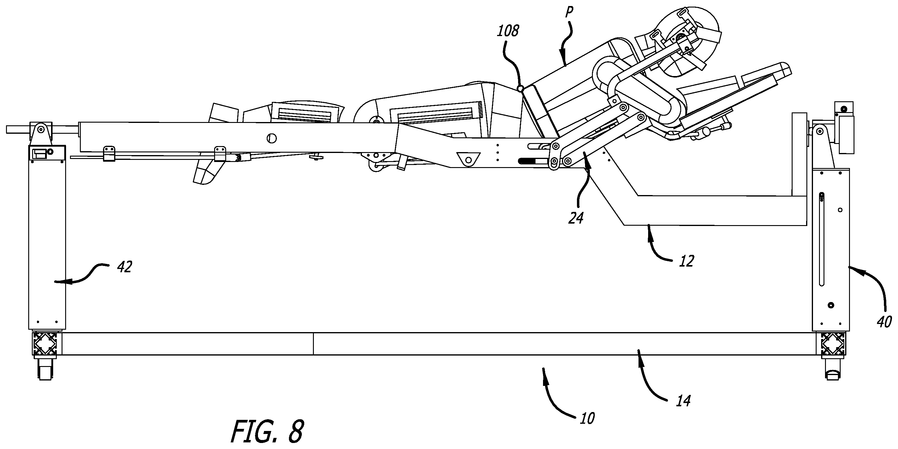 Patent US12403058 Figure 8 – Reconfigurable upper leg support for a surgical frame
