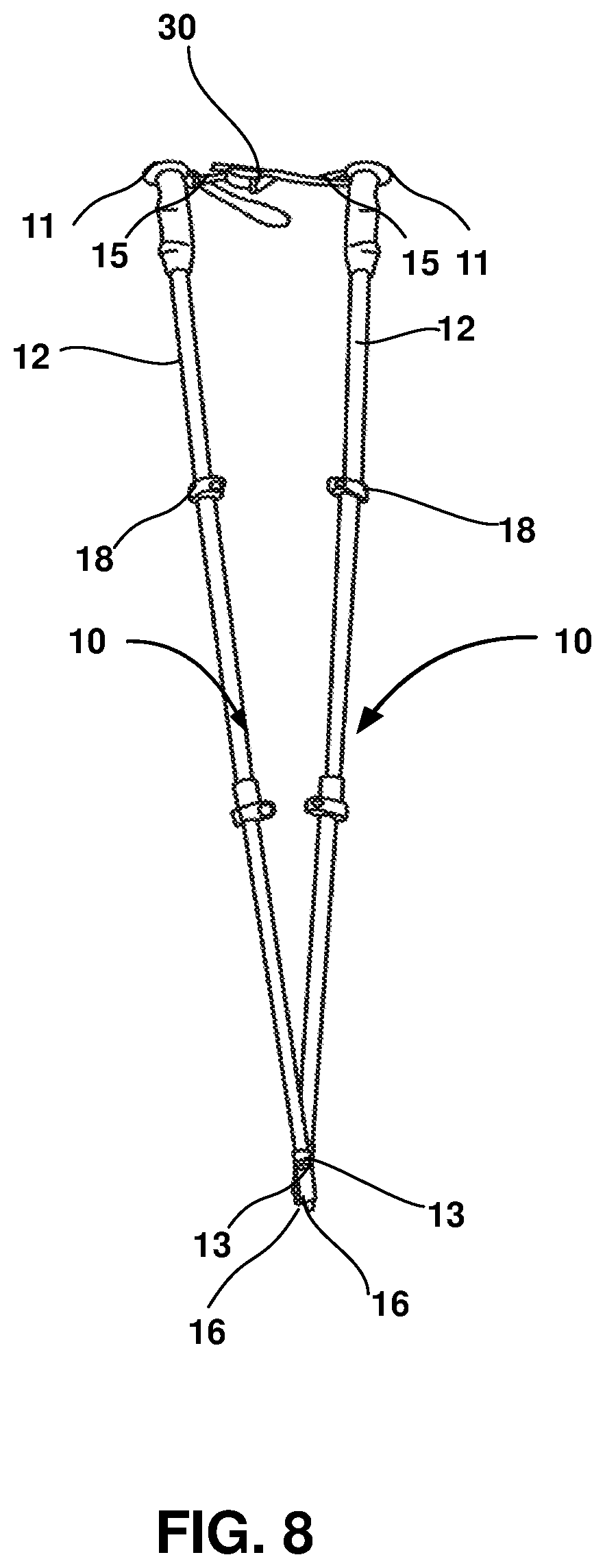 Patent US12403062 Figure 8 – Crutch assembly constructed using a pair of hiking poles