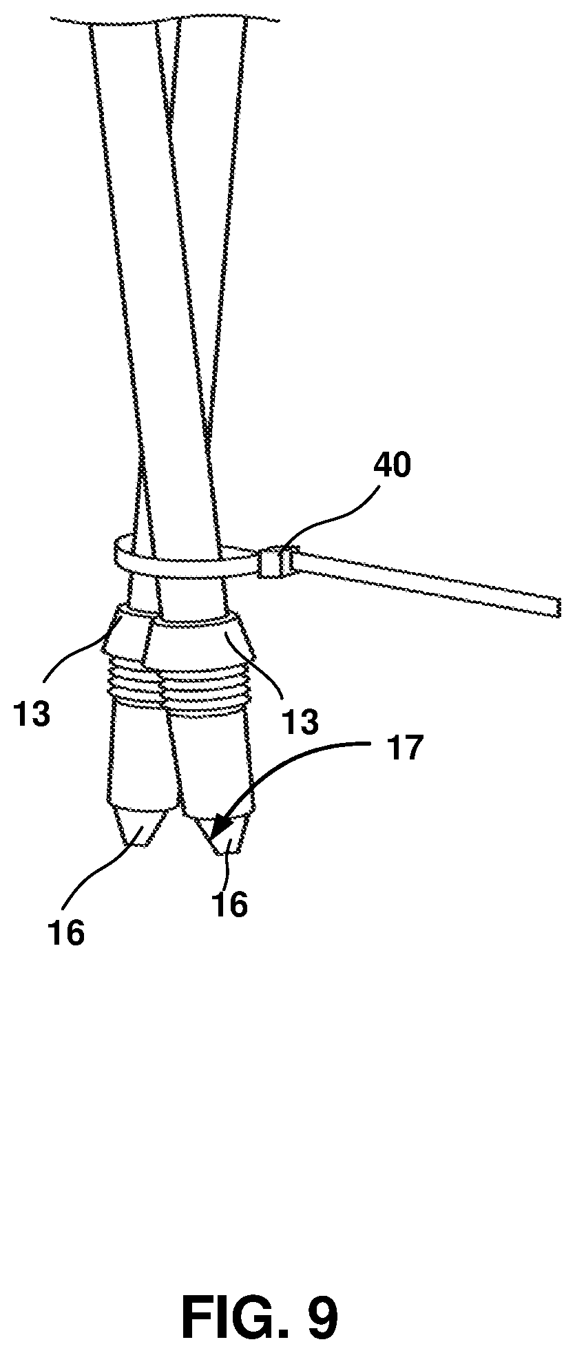 Patent US12403062 Figure 9 – Crutch assembly constructed using a pair of hiking poles